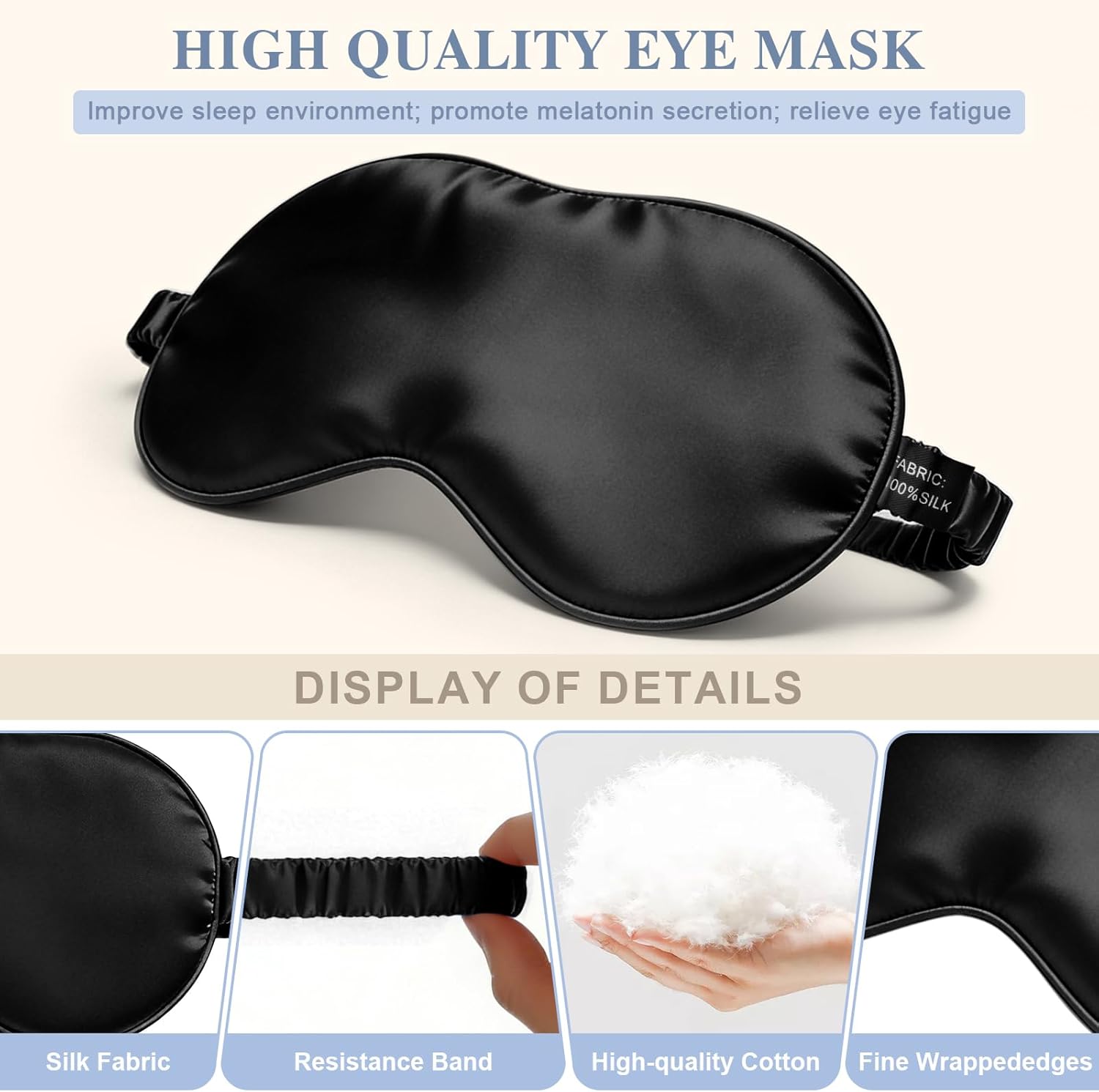 Silk Sleep Mask,Eye Mask for Sleep Women Men,Mulberry Sleeping Mask with Adjustable Strap,Blindfold Blackout Eye Mask for Travel and Full Night's Sleep,Nap - Image 4