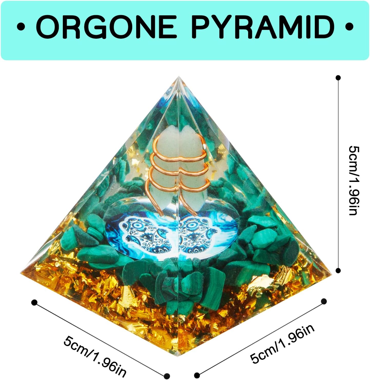Orgone Pyramid, Small Healing Crystal Pyramid Porstive Energy Generator, Orgonite Pyramid for Resist Stress, Bring Good Luck and Wealth - Image 2