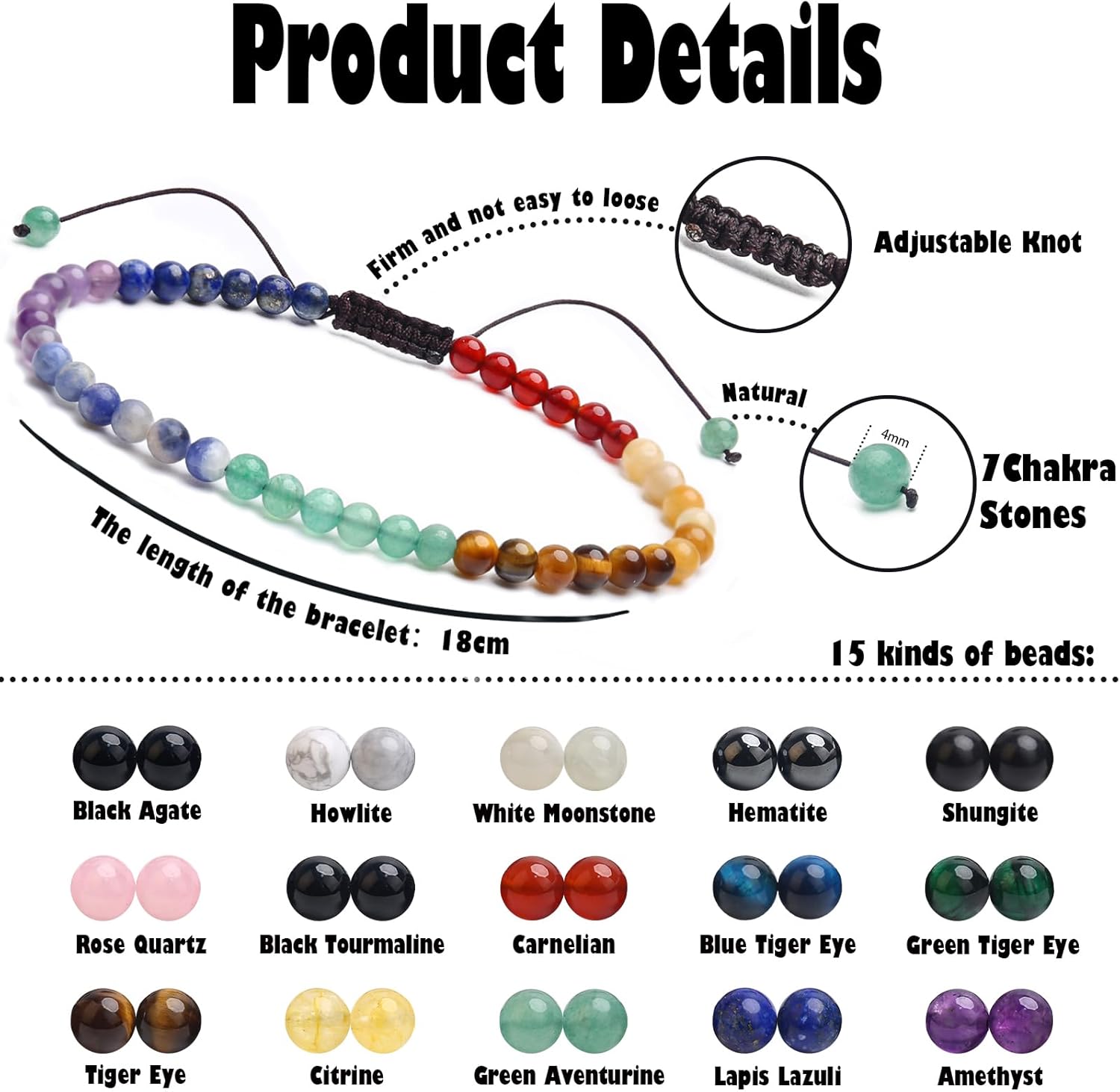 BONNY BOXX Braided Genuine Bracelet, Elegant Handcrafted Natural Gemstone Crystal Bracelet Healing Power Energy Inspirational Gifts with Card for Unisex - Image 2