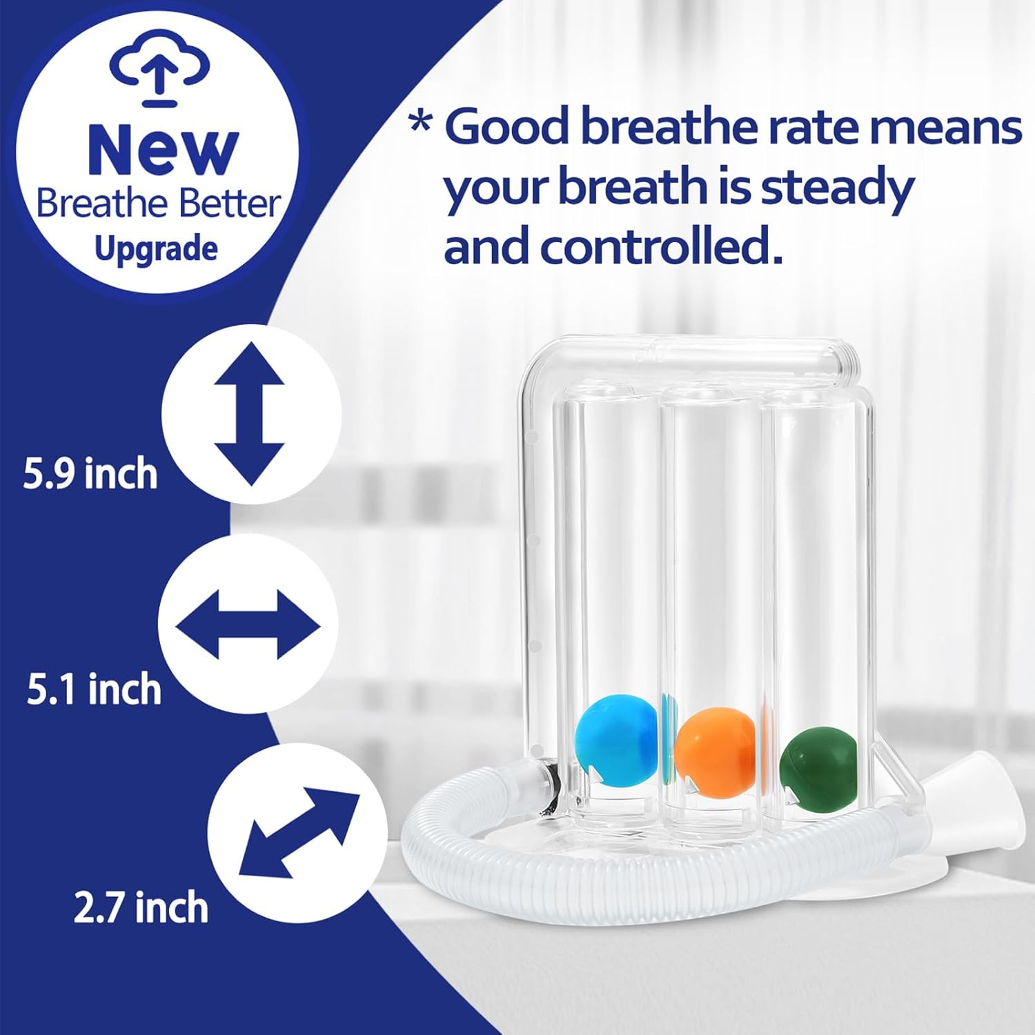 Breathing Exercise Device for Lungs, Exerciser, Non-Measuring - Breathing Trainer, 3‑Ball Design for Gentle Breathing Training & Recovery Support, Easy to Clean - Image 3
