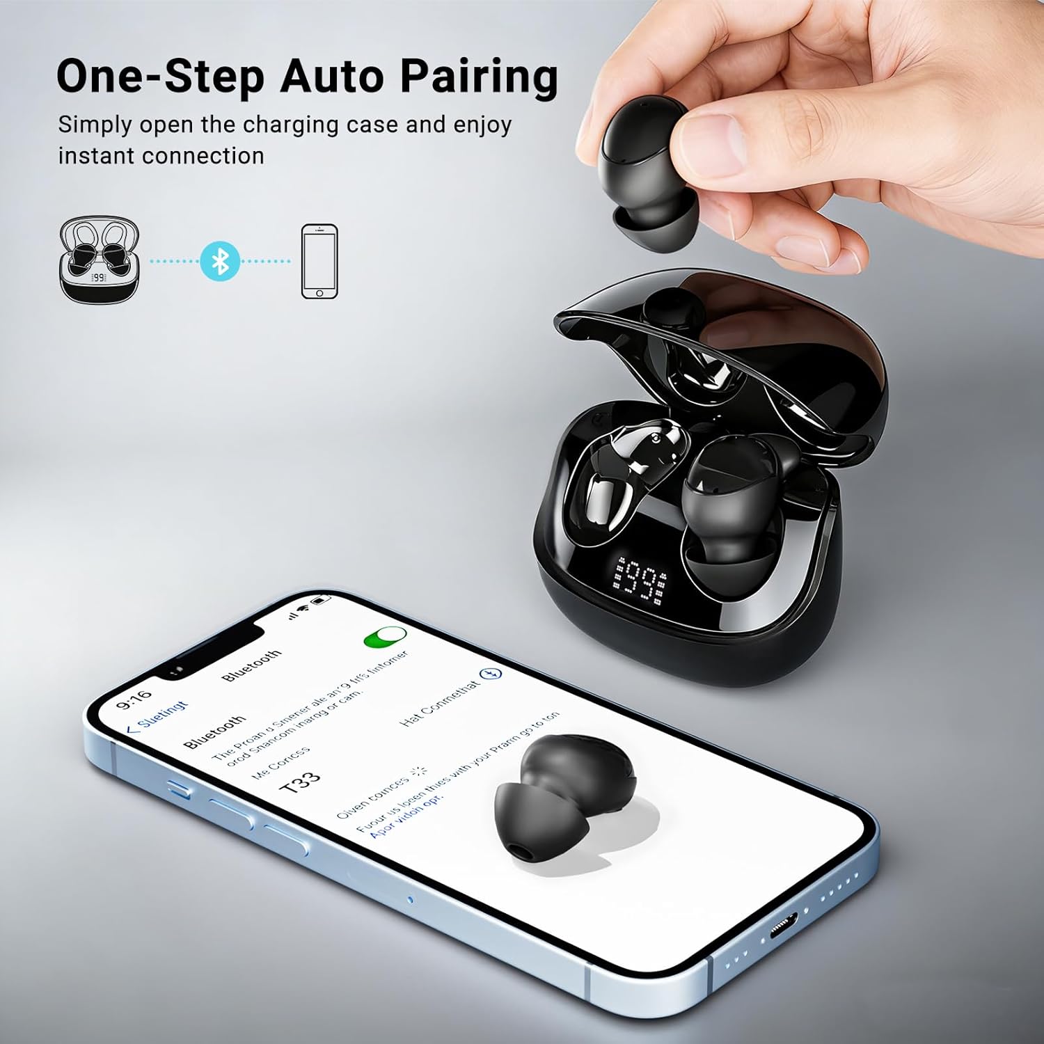 T33 Sleep Earbuds, Bluetooth 6.0 Noise Cancelling Sleep Headphones for Side Sleepers, ANC Up to 98%, Sleep Mode, 48H Playtime, Small Earbuds Comfort Fit for Sleeping, Travel, Work, Glossy Black - Image 7