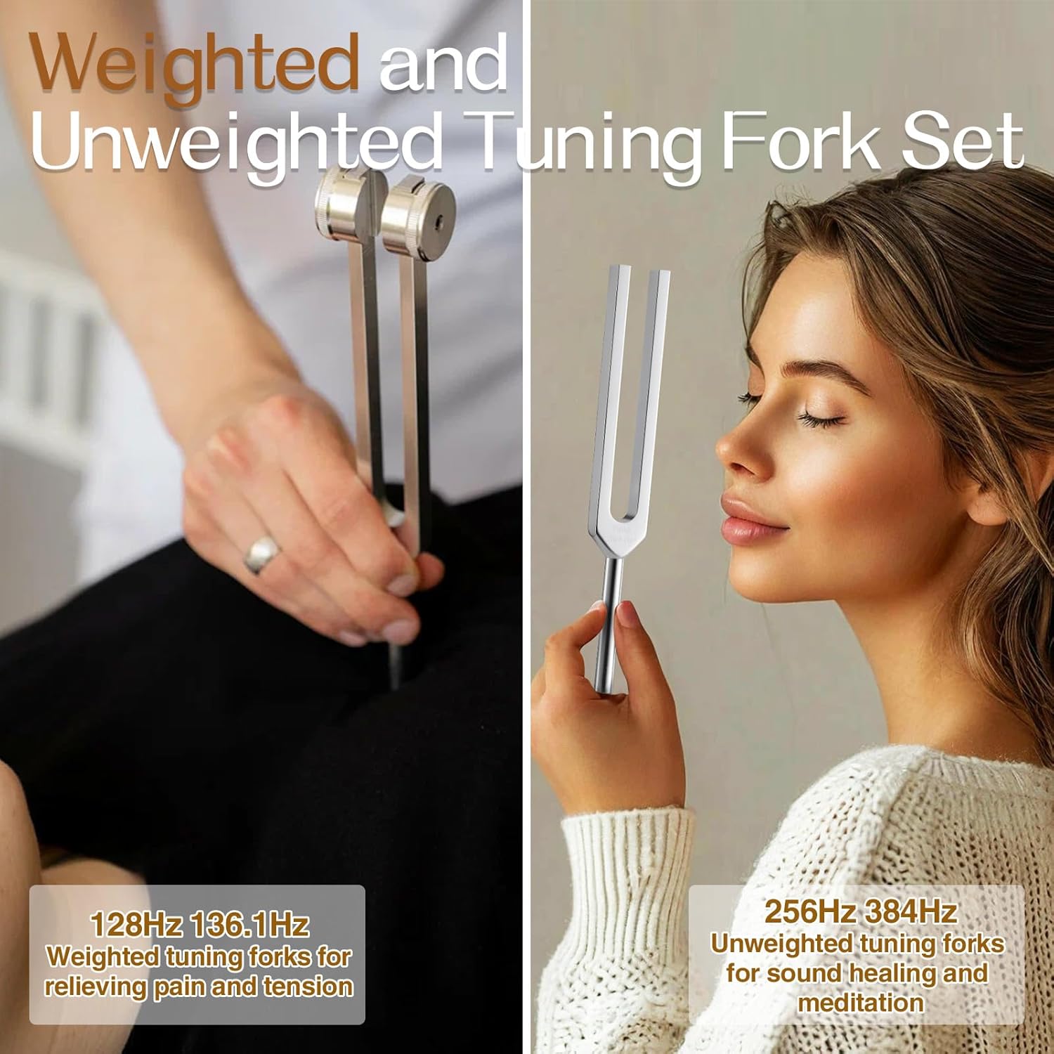 Sound Healing Tuning Fork Set - Tuning Forks for Chakra Alignment & Stress Relief – Otto 128Hz, Earth Om 136Hz, Yin 256Hz, Yang 384Hz, Activator & Pouch – Ideal for Meditation & Home Therapy - Image 3