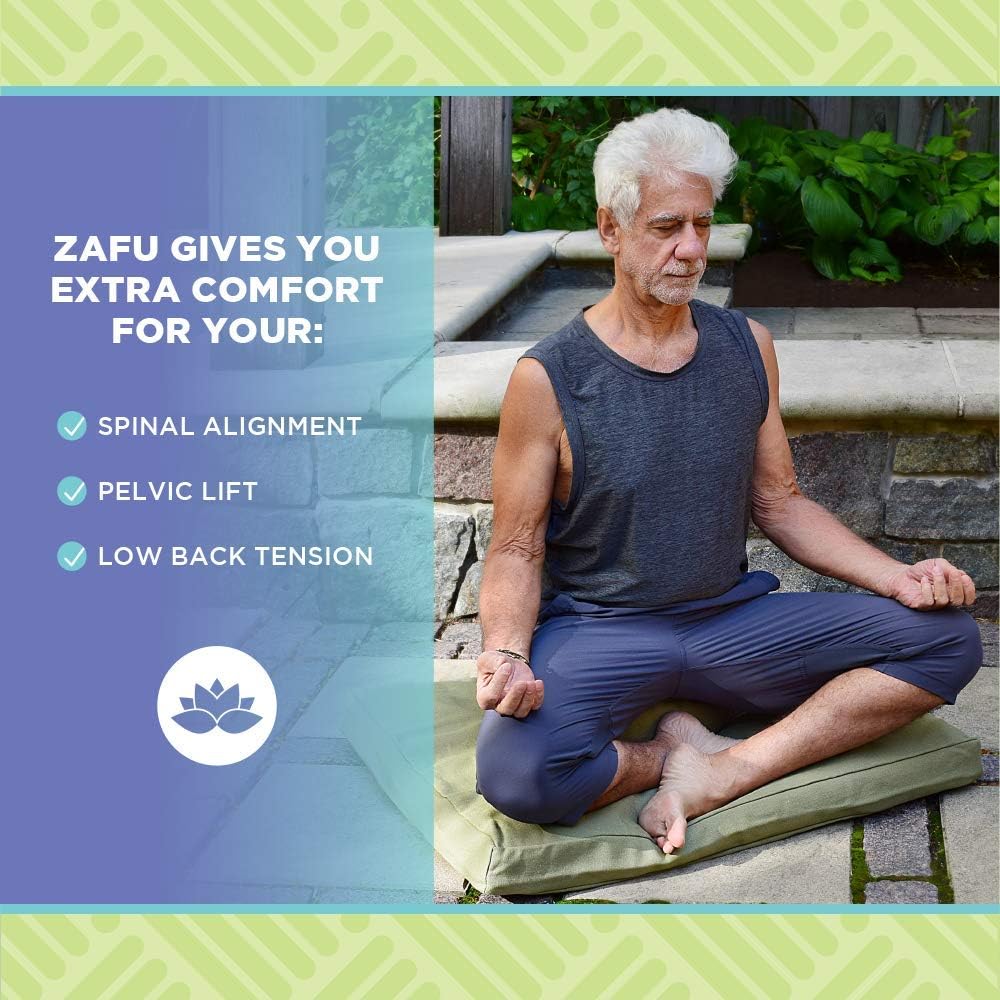 BEAN PRODUCTS Zafu Meditation Pillows for Sitting on Floor, Yoga Cushion, Cotton/Buckwheat fill Yoga Pillow, Zafu Meditation Cushion, Zen Kneeling Prayer Pad- MADE IN USA - 14" ROUND - BURGUNDY - Image 4