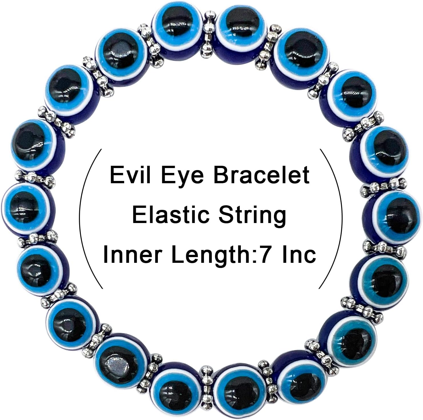 Evil Eye Bracelets for Men Women Good Luck Bracelet for Protection Handmade 10mm Turkish Blue Eye Bead Stretch Bracelet Teen Girls Boys - Image 7