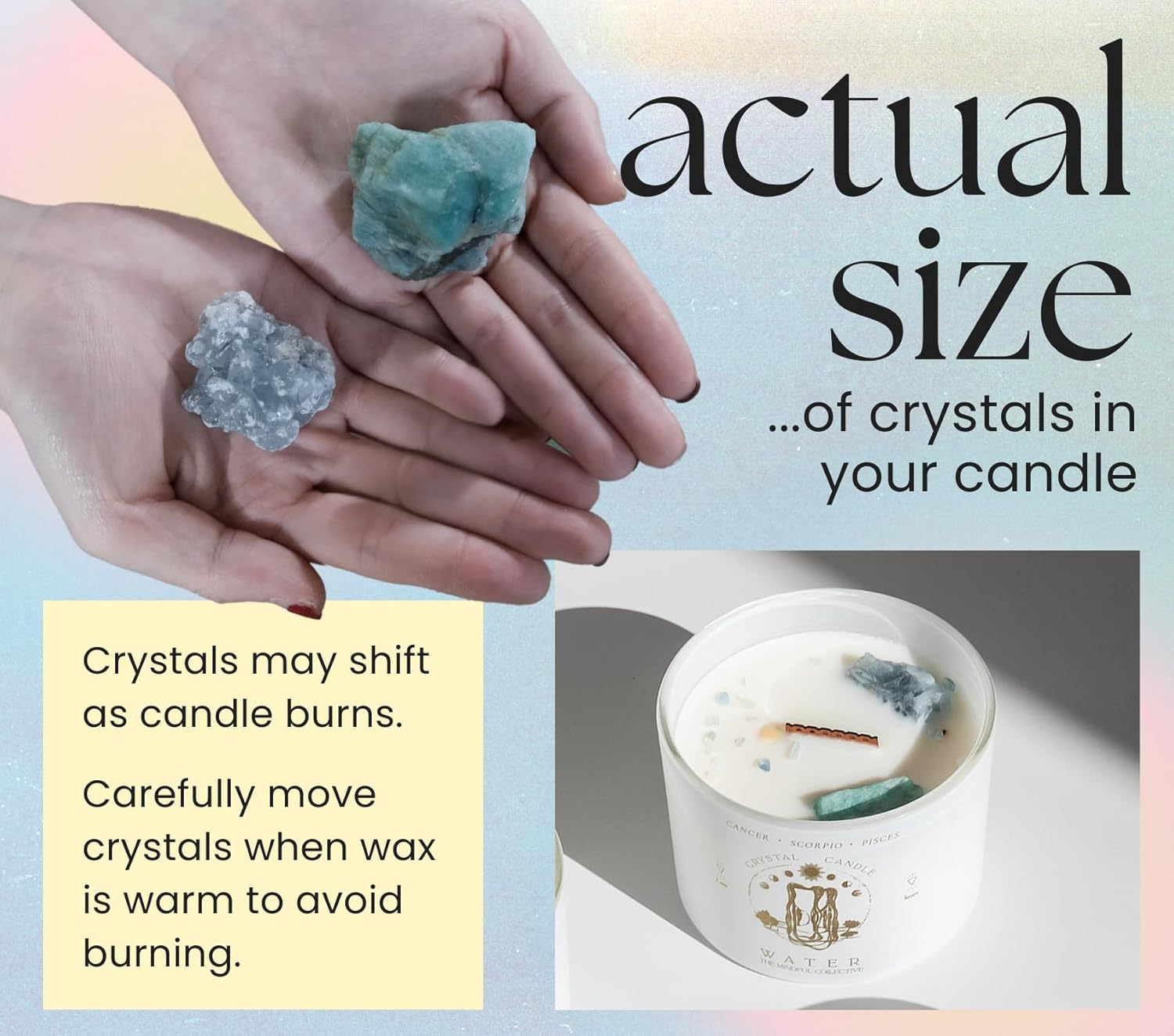 Pisces, Cancer, Scorpio Gifts for Women - 12oz Wood Wick Candles that Crackle with Crystals and Healing Stones. Healing Crystal Candles for Women Home Scented. Soy Wax, for Zodiac Birthdate - Image 6