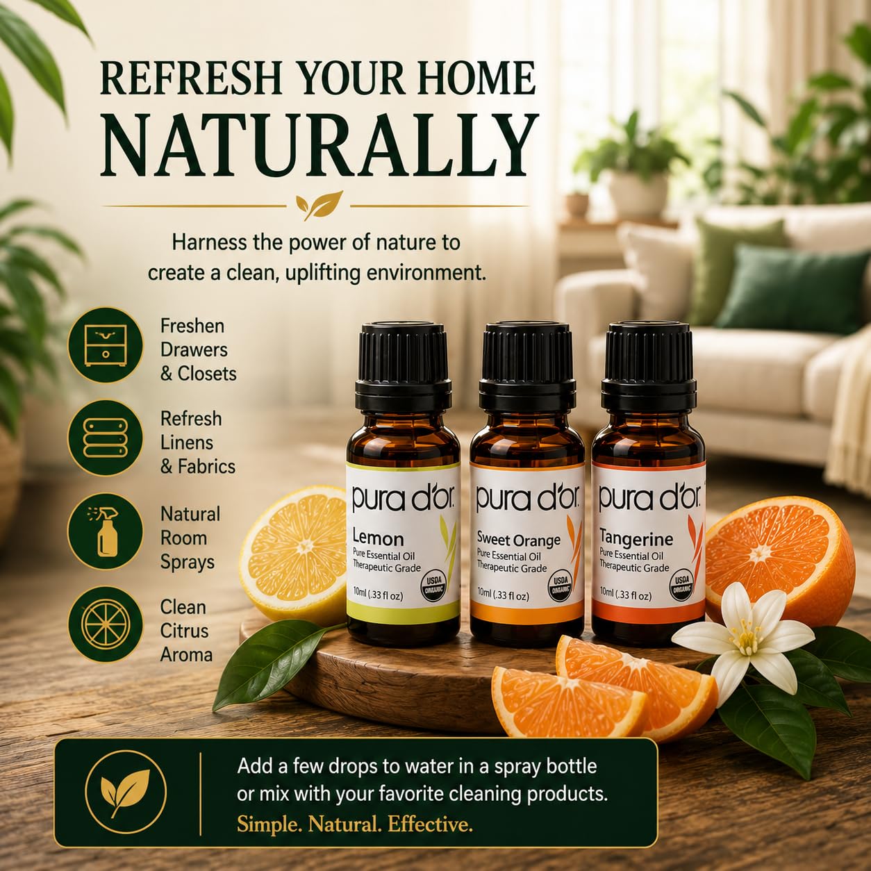 PURA D'OR Organic Perfect10 Essential Oils Set - 10x 10mL Wood Box Aromatherapy Gift Set - 100% Pure Therapeutic Grade for Relaxation and Wellness (Lavender, Peppermint, Eucalyptus, Tea Tree & More) - Image 8
