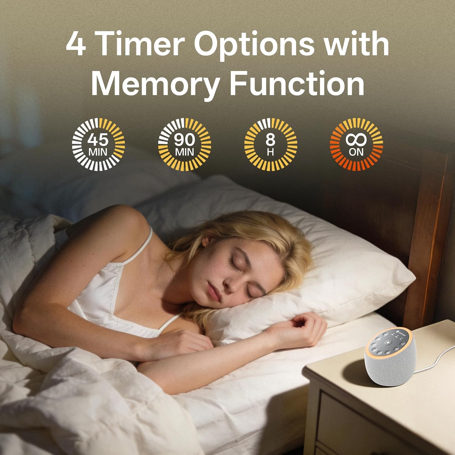Hotmoon Sound Machine for Sleep, Cocoon 2 White Noise Sound Machine with 40 Relaxing Sounds, Dual-Speaker & Timer, 8 Night Light, Pink Brown Green Noise for Sleeping Adults, Office Privacy, Plug-in - Image 5