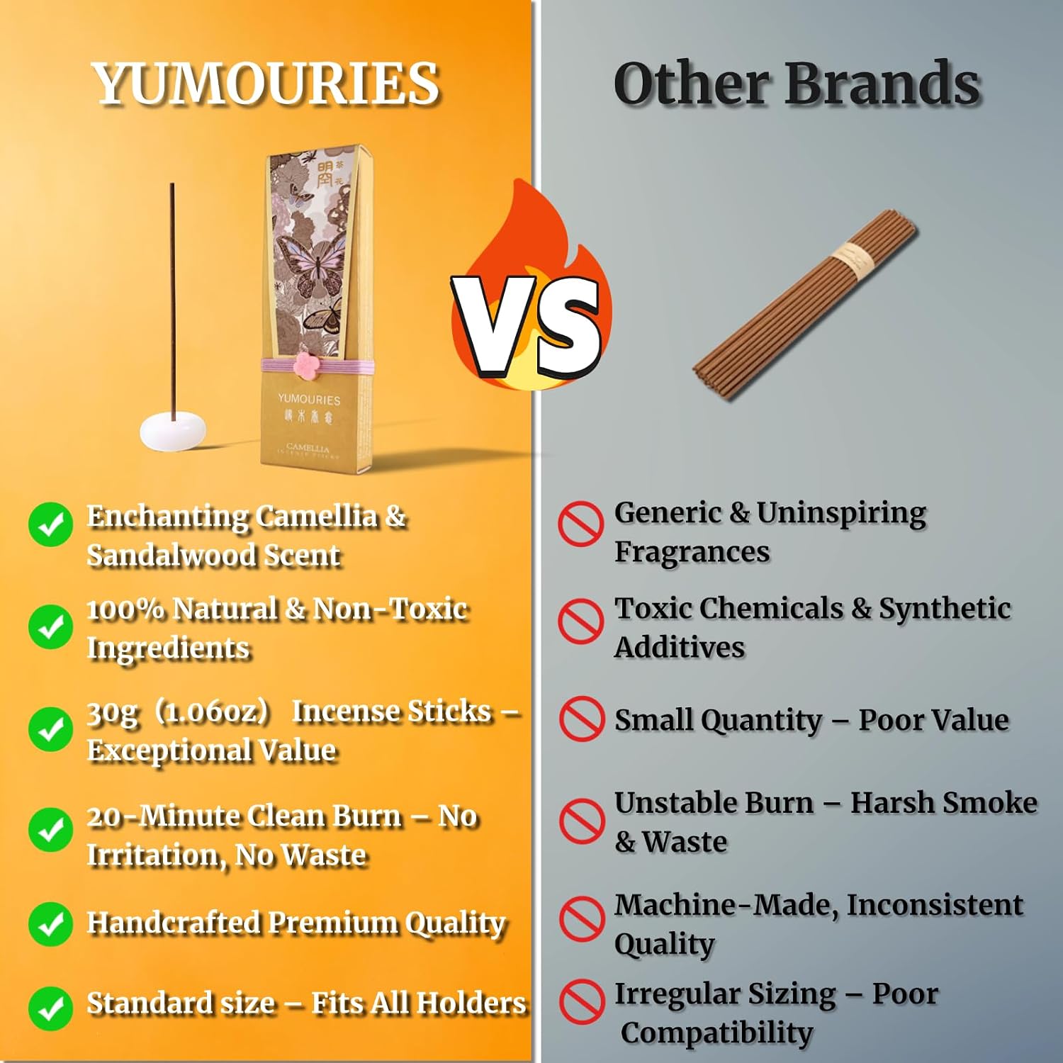 Camellia Incense Sticks 30g · Non-Toxic · Low Smoke for Meditation | Woody floral blend, 20-min burn sticks, with pebble holder, home fragrance, stress relief, gift for spa yoga home - Image 5