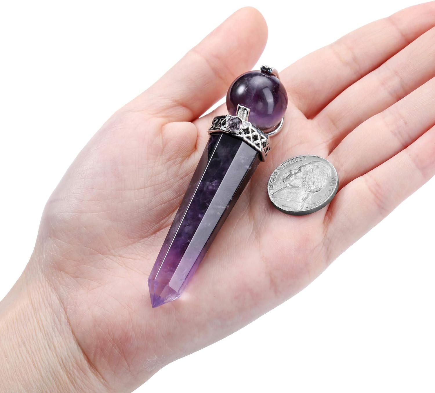 CrystalTears 3.2" Amethyst Crystal Wand Reiki Healing Crystals Point Prism Gemstone Wand Tumbled Poished Quartz Crystal Healing Stones for Meditation Wicca Crystals Therapy - Image 4