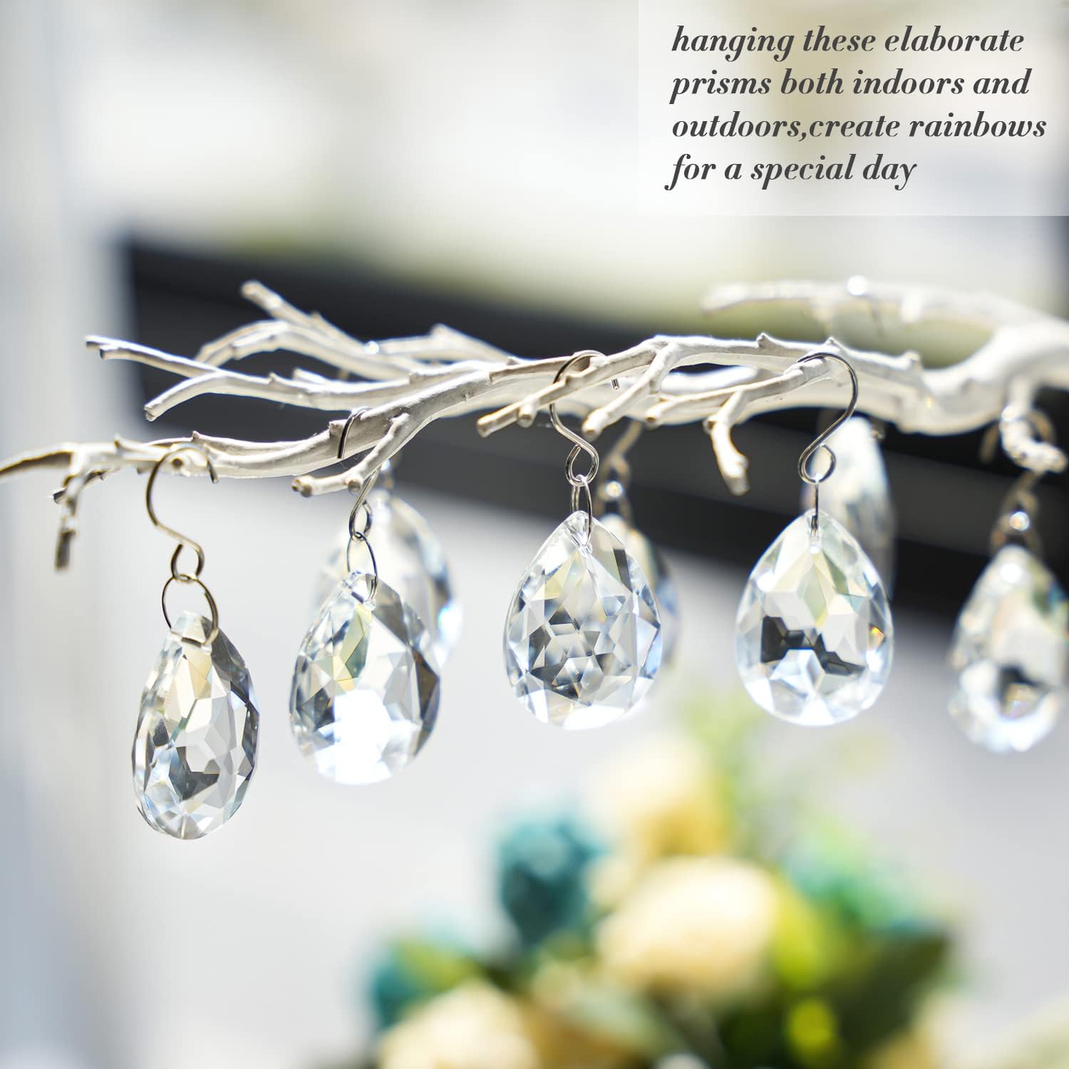 10pcs 38mm Clear Crystal Teardrops Chandelier Parts,Chandelier Crystal Prisms Pendants with Hook,Hanging Crystals for Lamp Window Christmas Tree Decoration Suncatcher - Image 2