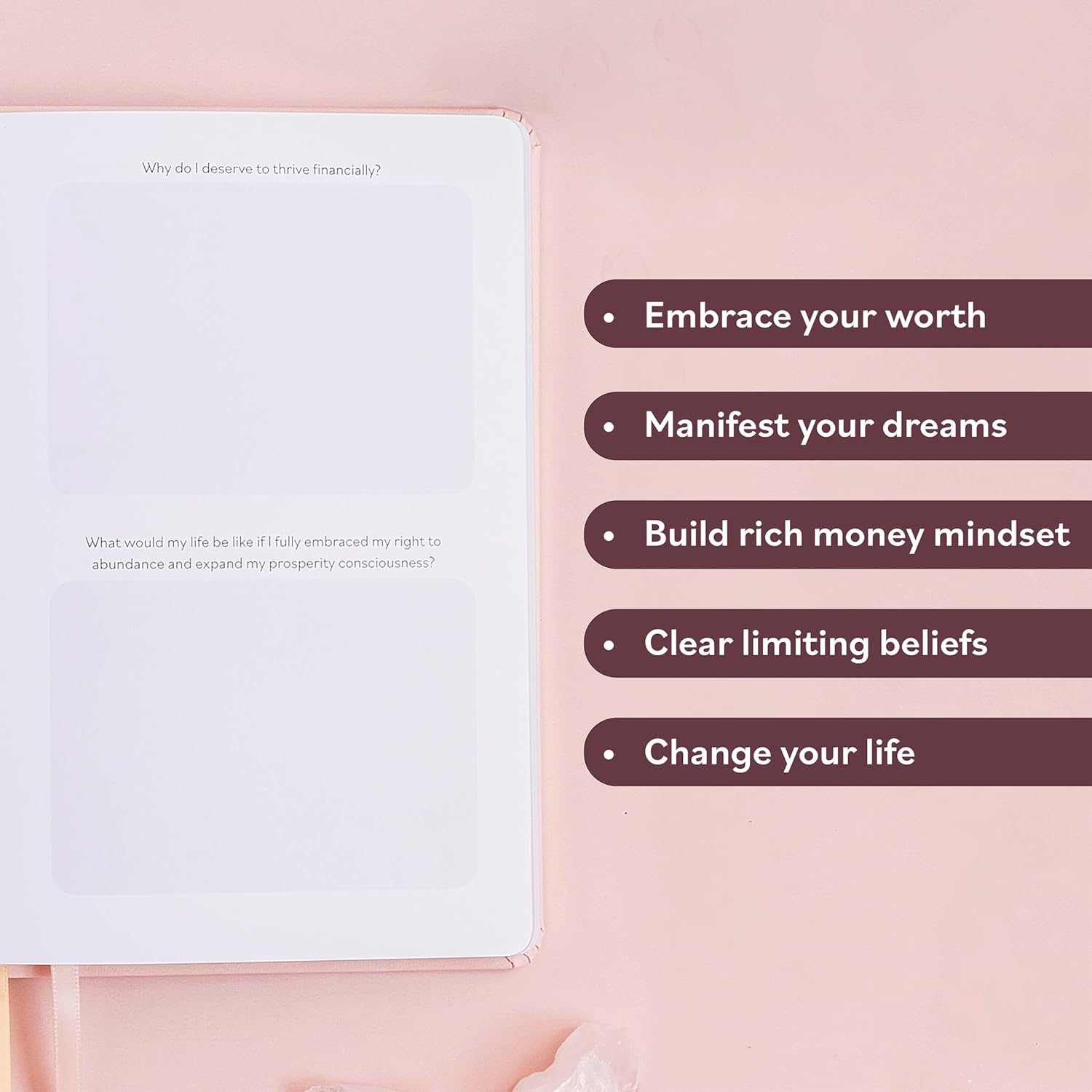 Manifestation Journal - Worthy of Abundance - Manifest Rich Life, Develop Millionaire Money Mindset - Daily Guided Gratitude Luxury Miracle Planner with Prompts for Women & Men Gift - Image 4