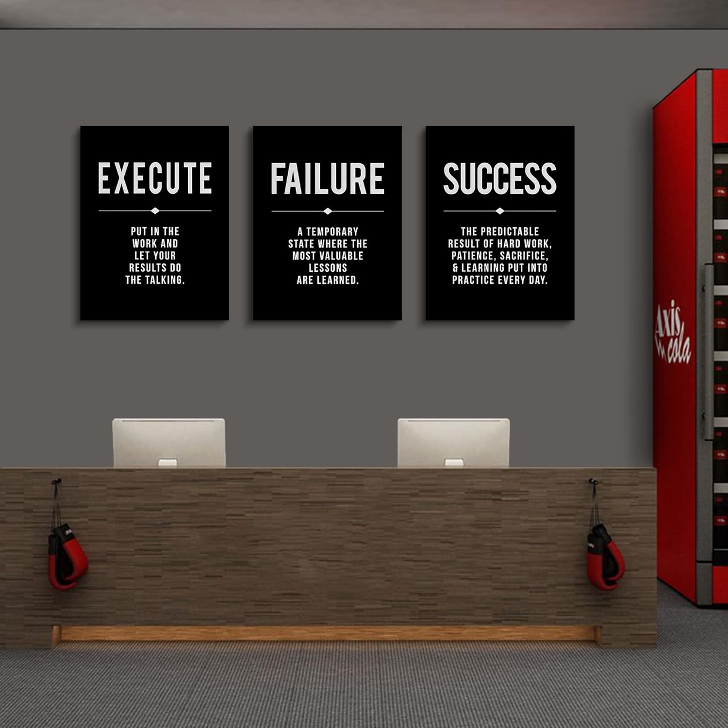 Framed Canvas Wall Art Success Quote For Office, Black Large Positive Motivational Poster, Set of 3, Execute Failure Definition, Inspirational Print (A-3pcs,12x16inchx3pcs) - Image 4