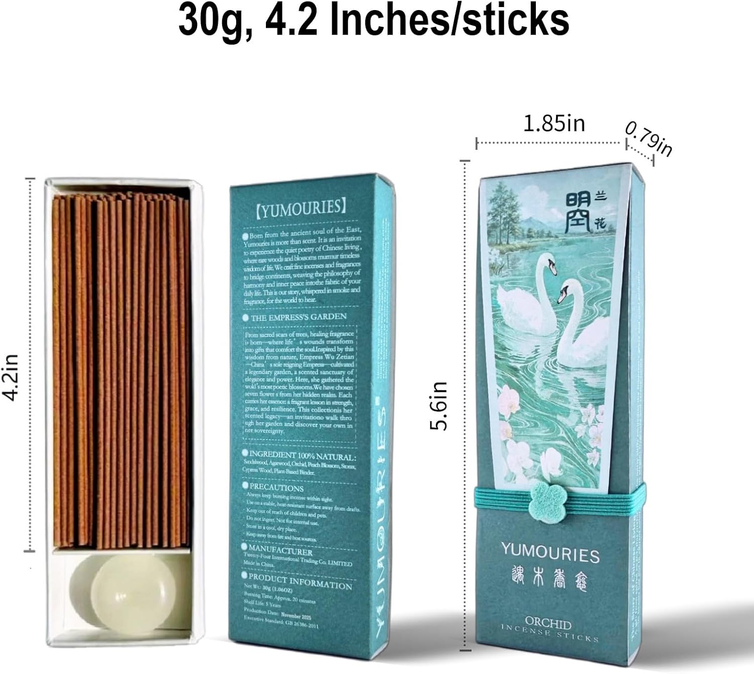Orchid Incense Sticks 30g · Non-Toxic · Low Smoke for Yoga | Sandalwood & Agarwood base. No bamboo core. 20-min burn. Chinese woody-floral incense for meditation & graceful livin - Image 8