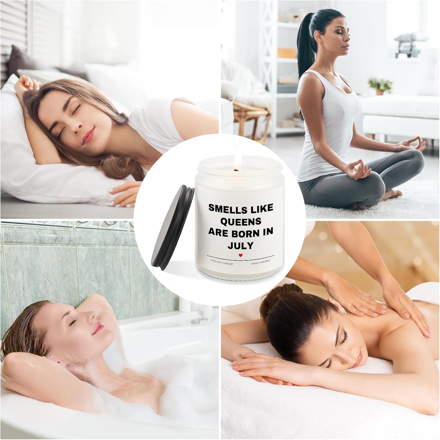 July Birthday Gifts for Women, Queens are Born in July Candle, 30th 40th 50th 60th Happy Bday Gift Idea for Girl Female Sister Mom Aunt Friend from Daughter Son Child Husband,7 OZ - Image 5