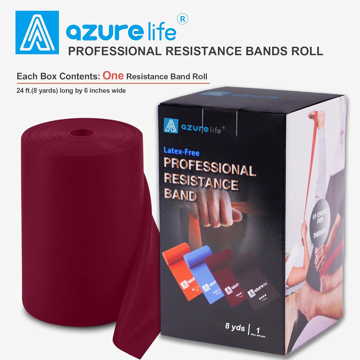 A AZURELIFE Professional Individual Exercise Resistance Bands, Single 5, 6,7 Ft or 8 Yards Elastic Bands, Non-Latex Stretch Bands for PT, Yoga, Pilates, Rehab, at-Home or The Gym Workouts - Image 2
