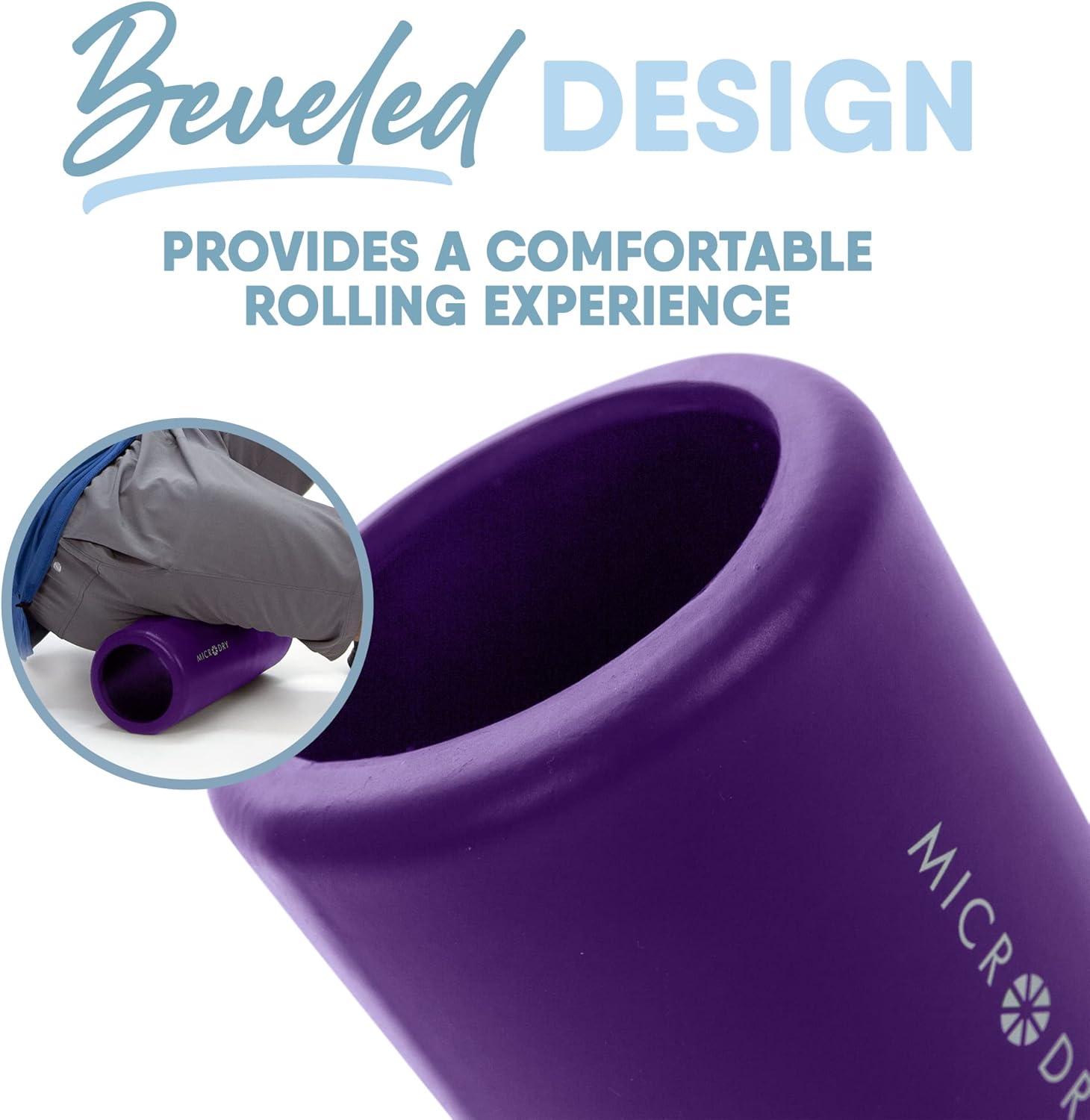MICRODRY Deluxe Fitness Foam Back Roller for Muscle Relief, Roller for Yoga, Stretching, Deep Tissue Firm Massage & Trigger Point Release, Exercise Workout at Home or Gym, 13x5.3, Purple - Image 7