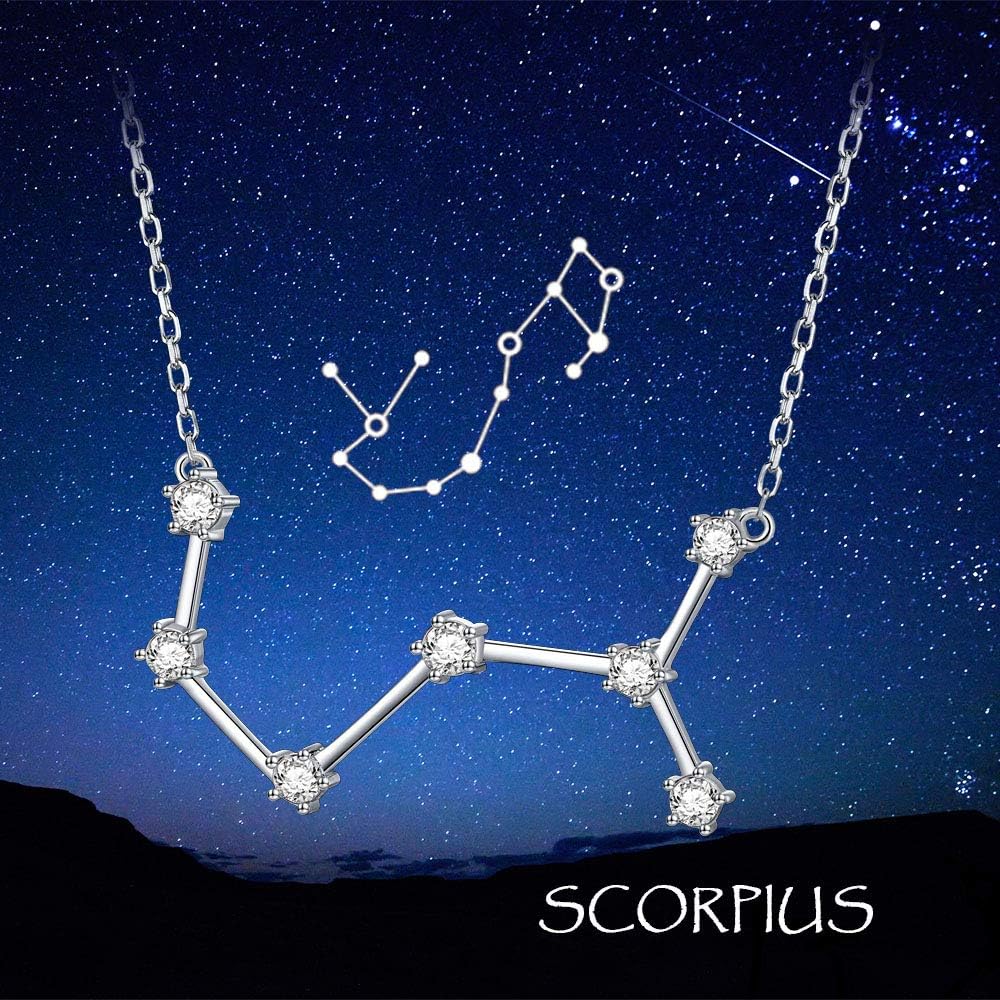 925 Sterling Silver CZ Astrology 12 Constellation Horoscope Sign Astrology Zodiac Star Necklace Birthday Jewelry for Women,18-20 inch - Image 2