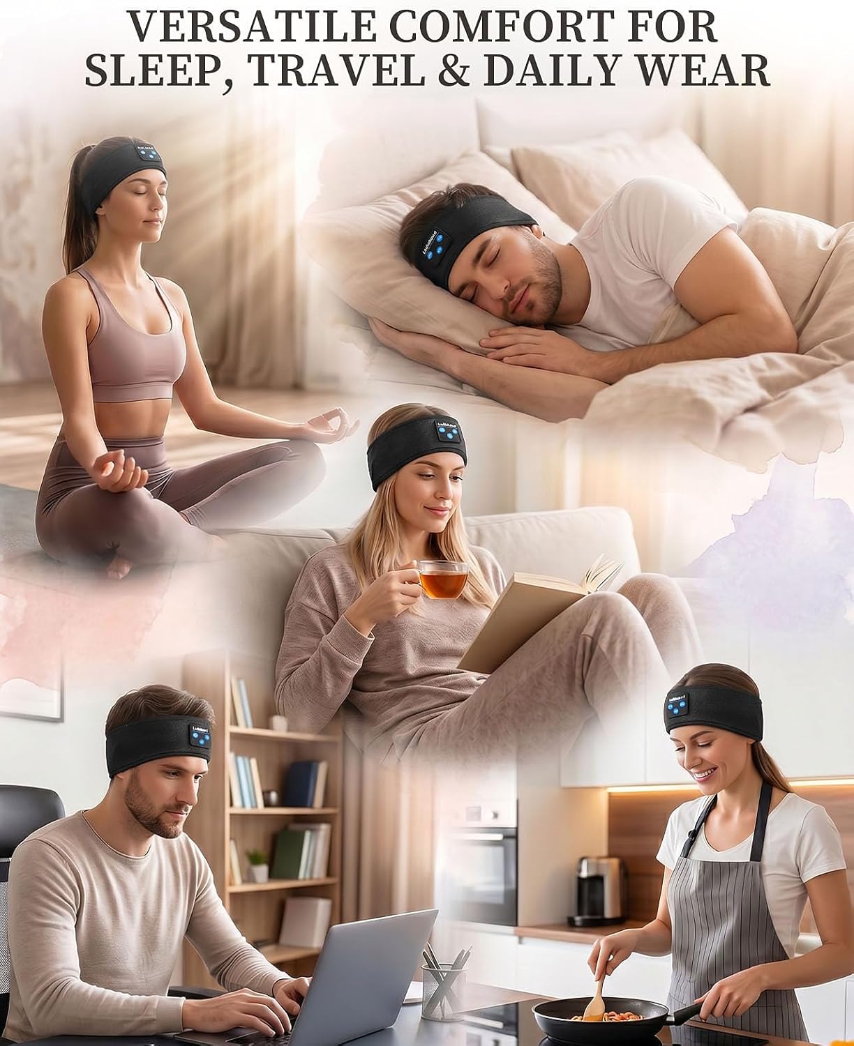 Lullaband Sleep Headphones, Bluetooth Headband Headphones with 12-Hour Battery, Soft Headband for Sleeping, Travel, Exercise, Yoga & Relaxation - Image 8