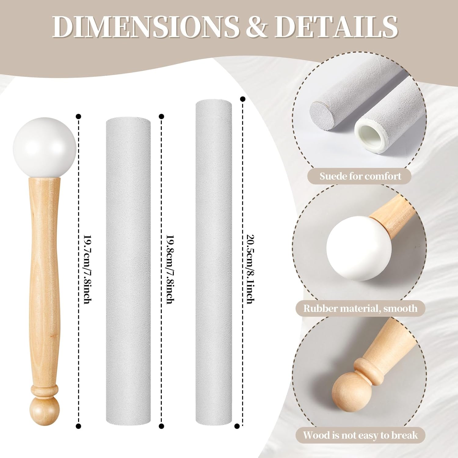 6 Pcs Singing Bowl Cushion Set 3 Silk Cloth O Ring with 3 Crystal Singing Bowl Mallet Include Solid and Hollow Stick Wood Handle Rubber Mallet for 7-9 Tibetan Sound Meditation - Image 3