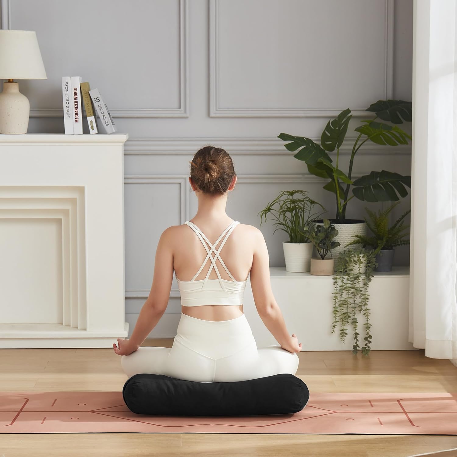 Meditation Cushion Bolster Pillow for Restorative Yoga – Supportive Cushion for Meditation, Pilates, and Relaxation – Filled with Buckwheat Hulls - Removable Cover - Image 3