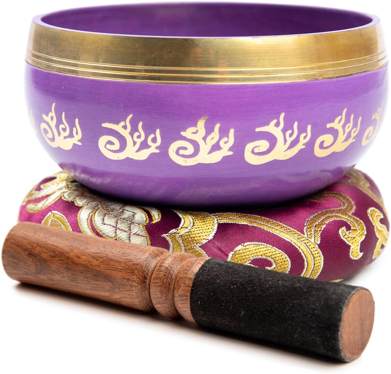 Tibetan Singing Bowl Set - 4" Easy To Play Authentic Handmade For Meditation Sound 7 Chakra Healing By HIMALAYAN BAZAAR (Purple, 4") - Image 2