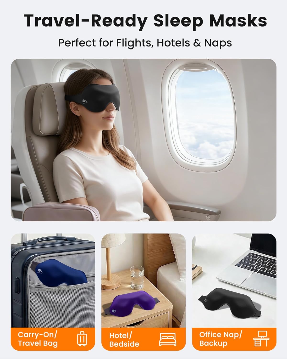 3 Pack Sleep Masks for Side Sleepers, True Blackout 3D Eye Mask for Sleeping, Zero Eye Pressure, Lash-Friendly, Adjustable Soft Eye Cover for Women Men, Travel Night Blindfold - Image 7