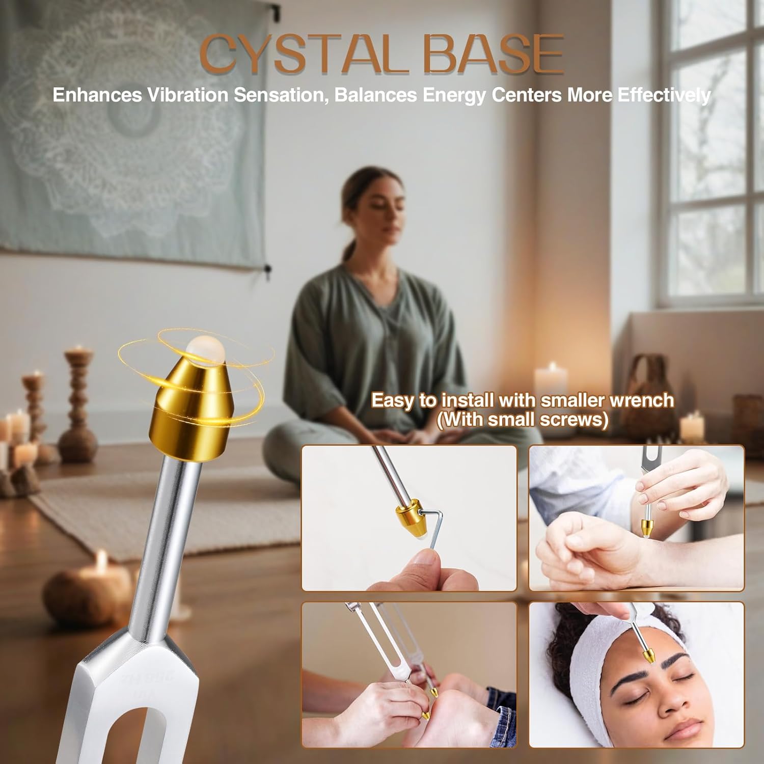 Sound Healing Tuning Fork Set - Tuning Forks for Chakra Alignment & Stress Relief – Otto 128Hz, Earth Om 136Hz, Yin 256Hz, Yang 384Hz, Activator & Pouch – Ideal for Meditation & Home Therapy - Image 4