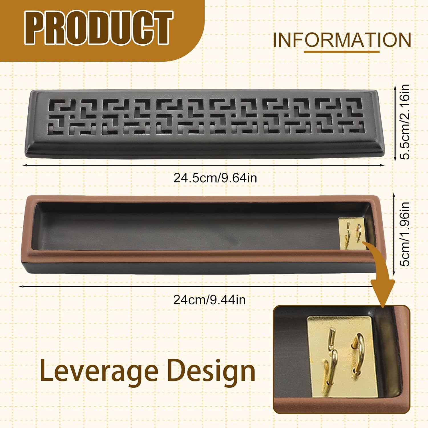 CEREMONY Incense Holder for Sticks, Ceramic Insence-Stick Holder Ash Catcher, Incense Holder Timkburner for Meditation Yoga Spa Room Incense Holder (Lever Brown) - Image 5