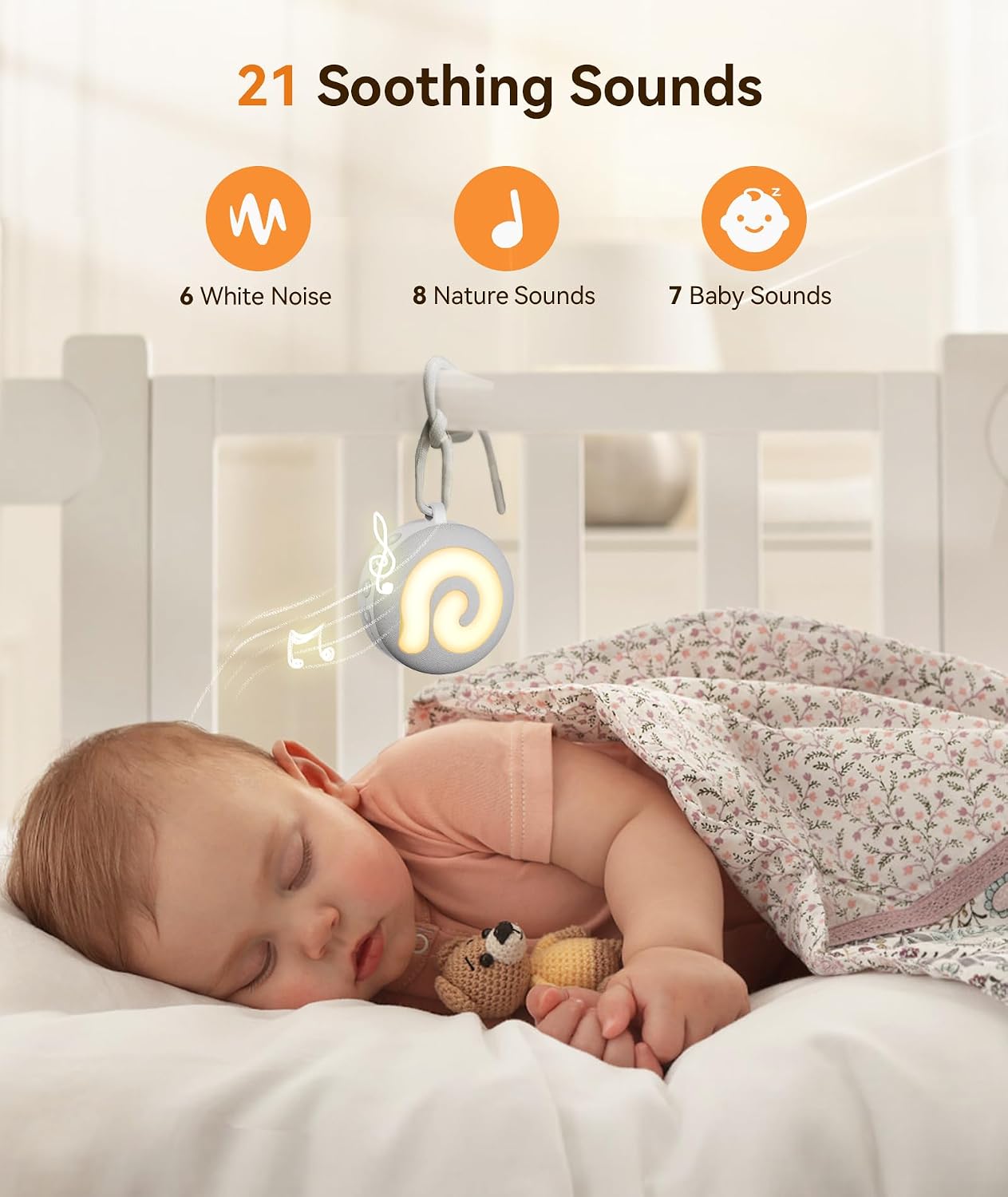 Dreamegg Portable Sound Machine Baby - D11 White Noise Machine for Baby Sleeping with Night Light, White Noise, Lullaby, Nature Sounds, Child Lock, USB Rechargeable Sound Machine for Travel Nursery - Image 3