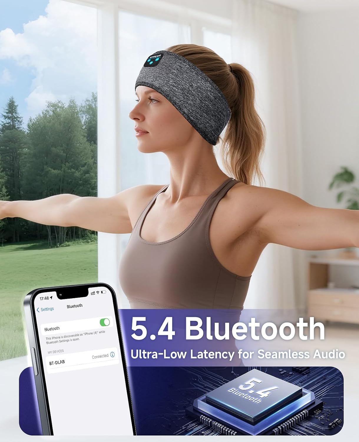 Perytong 2 Pack Sleep Headphones, Sleeping Headphones | Bluetooth Headband with Ultra-Thin HD Stereo Speaker, Wireless Headphone for Sports, Insomnia, Yoga, Air Travel, Meditation - Image 4