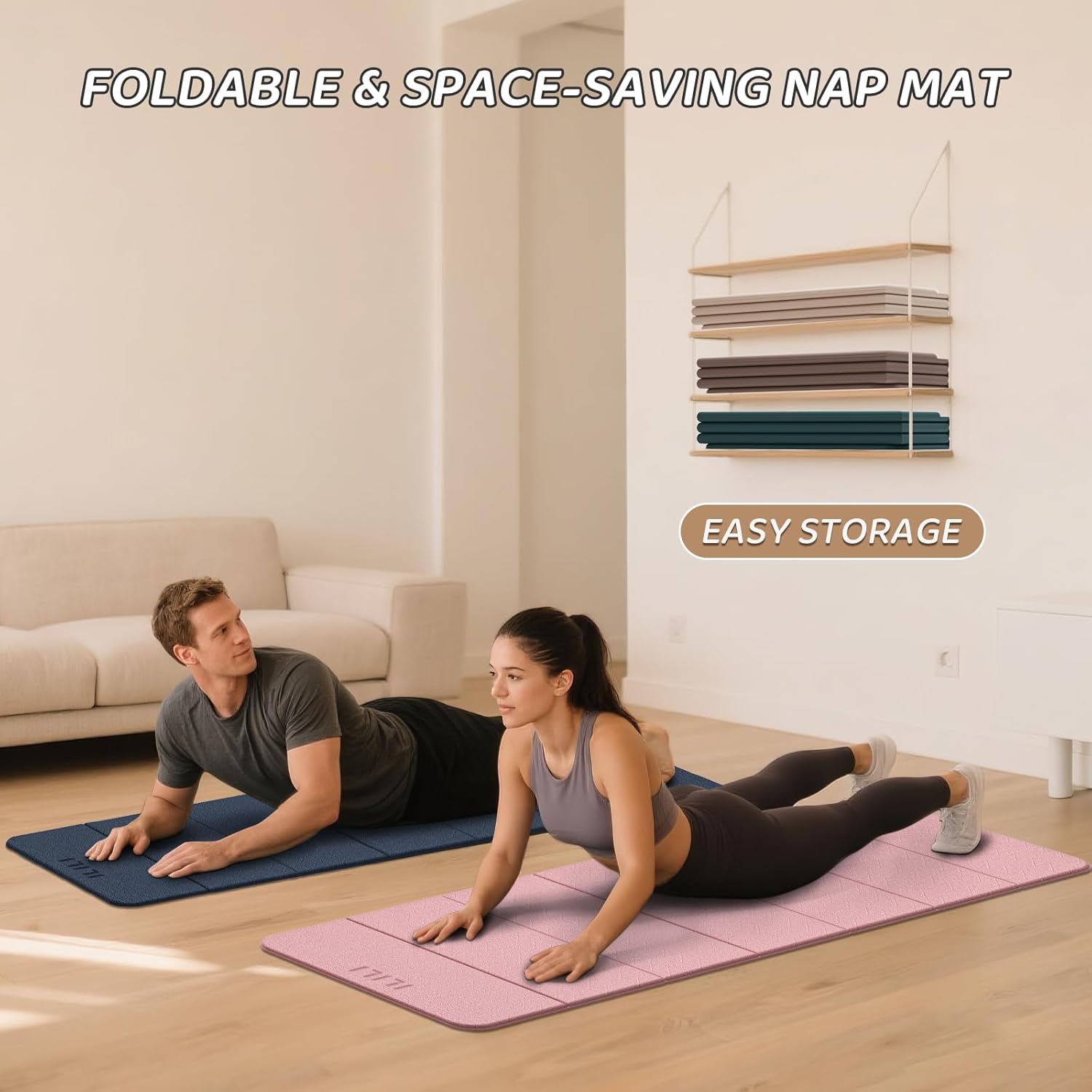 ILILI Foldable Yoga Mat 71 * 24 * 0.3 Inch, Lightweight TPE Non Slip Exercise Mat, Waterproof Portable Fitness Mat for Home Gym, Pilates, Stretching & Daily Workouts - Image 7