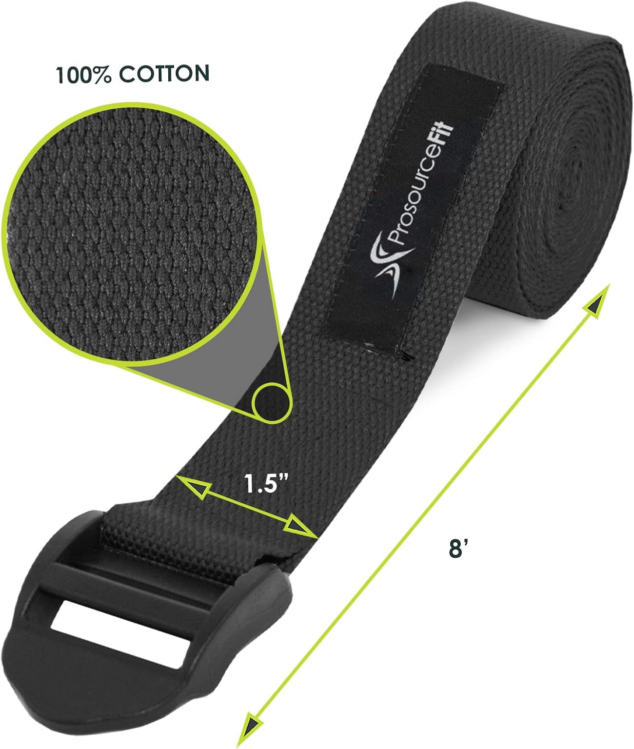 ProsourceFit Durable Cotton Cinch Buckle Yoga Strap for Stretching, Flexibility & Physical Therapy - Image 2