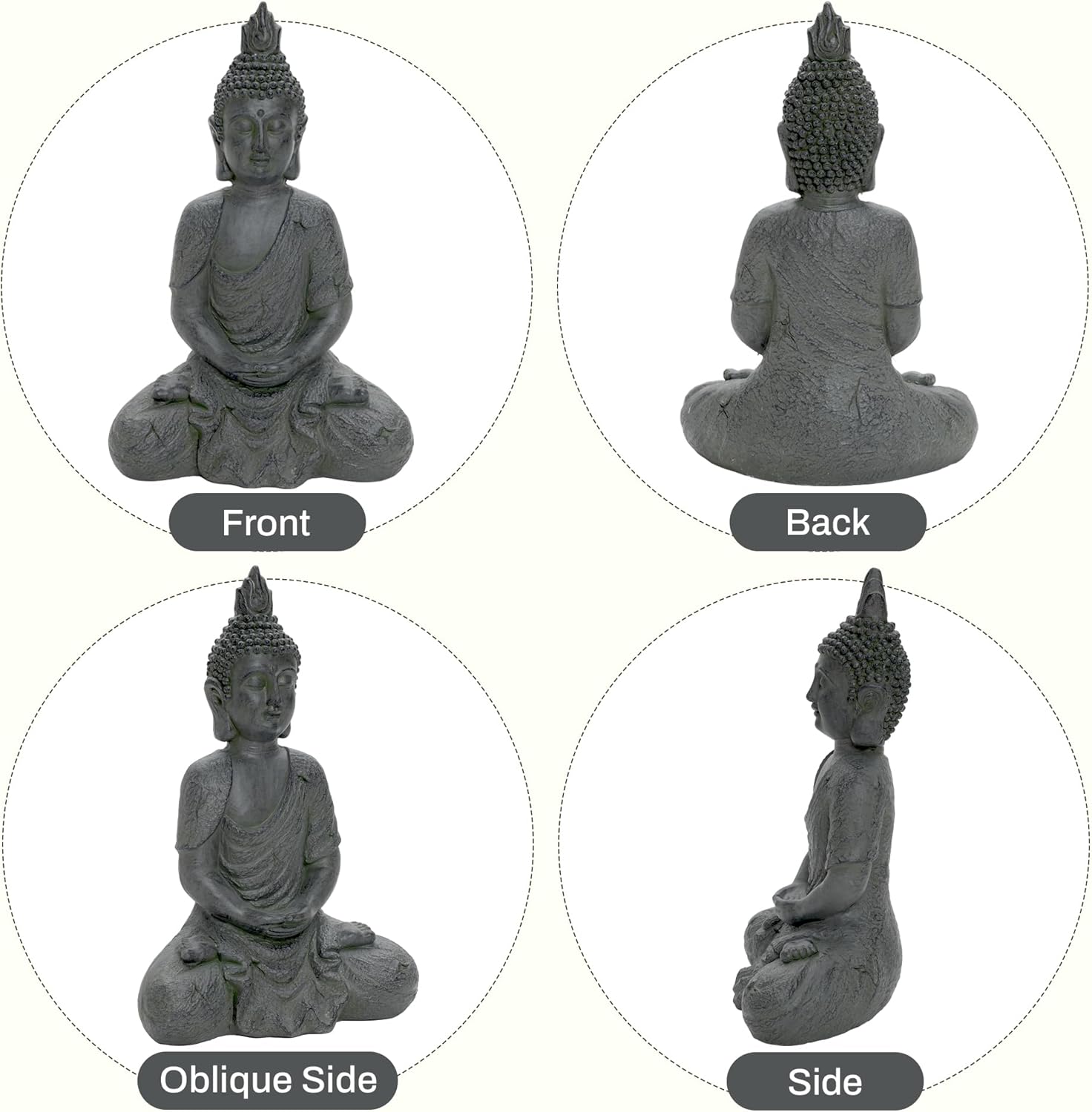 LuxenHome Large Buddha Statue Outdoor and Indoor, 22" Fiber Stone Meditating Buddhas Garden Statues Outdoor, Zen Buddha Garden Sculptures & Statues, Outdoor Statues for Patio, Backyard Deck - Image 7