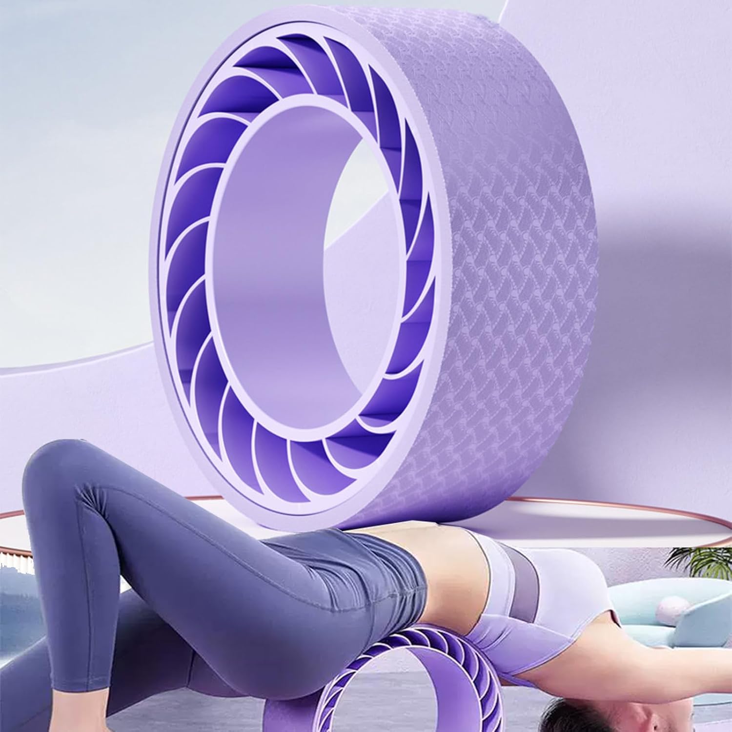 Curve magic wheel:Fit Prop Foam Padded Back Stretcher Wheel with Center Spine Cradle,Yoga Wheel for Improving Yoga Poses, Backbends Balance Stretching PainEssential high-value fitness tool