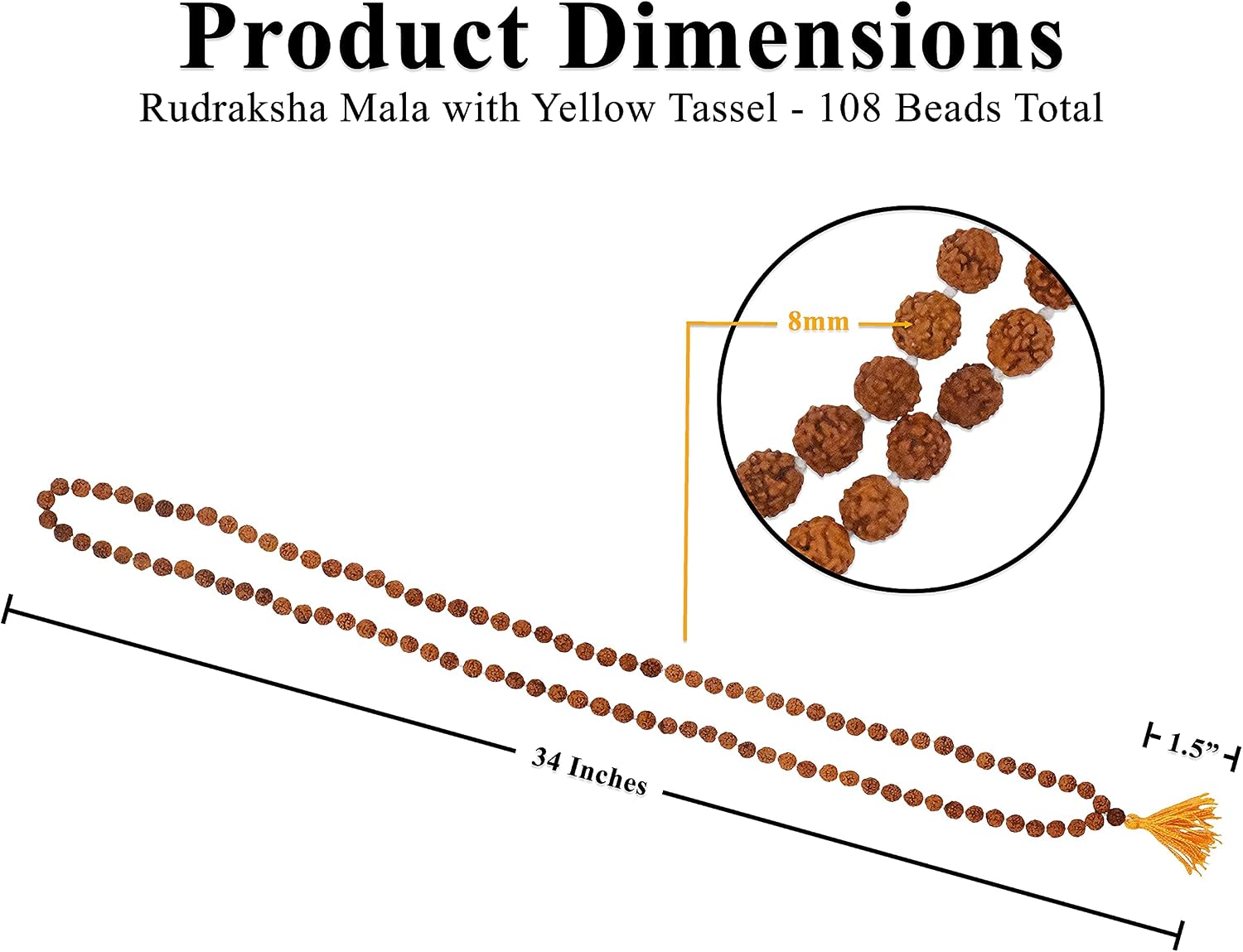 Mandala Crafts Rudraksha Mala 108 Beads - Rudraksha Beads - Nepal Rudraksha Seed Japa Mala Tibetan Prayer Beads for Rudraksha Necklace Men Women Meditation Yoga - Image 2