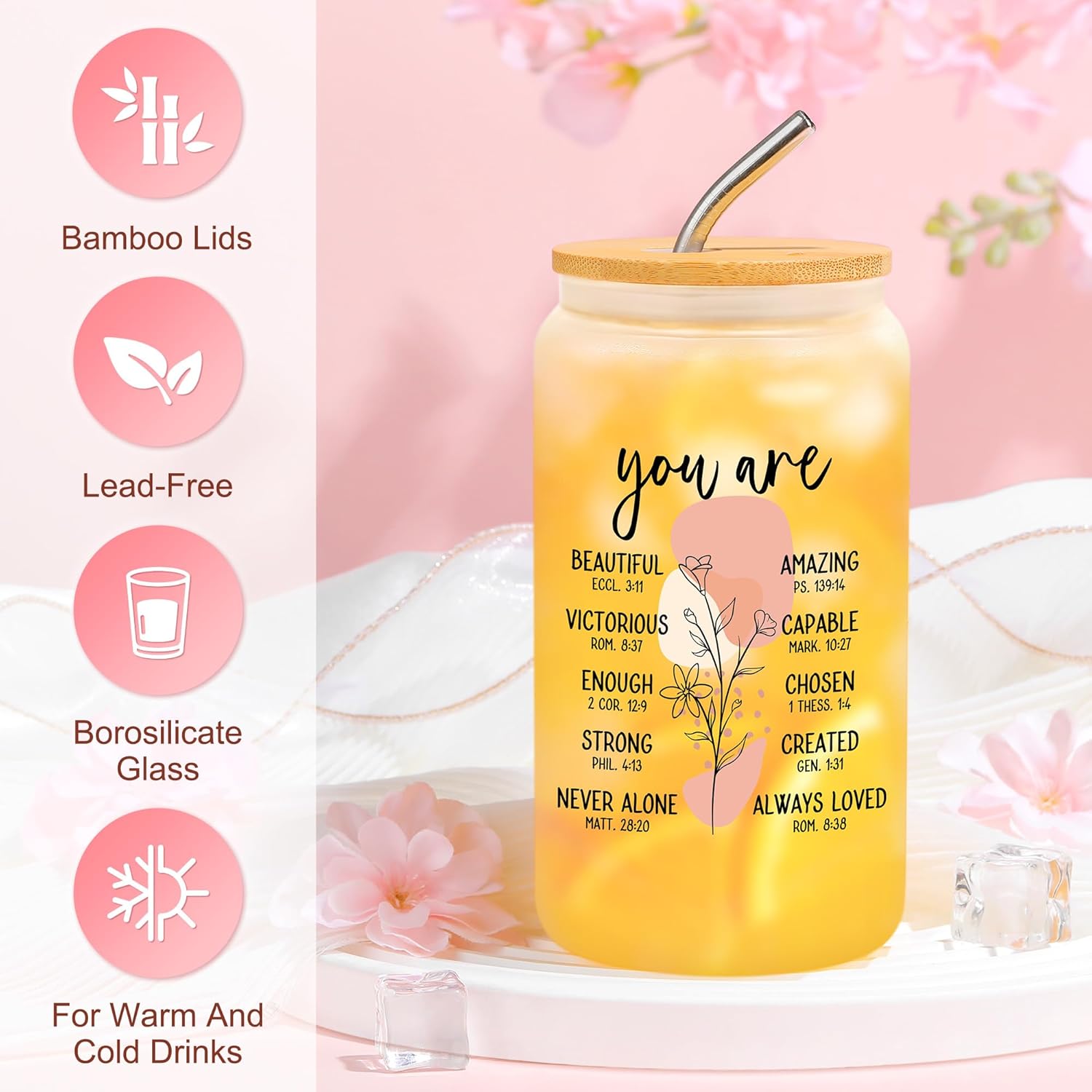 Christian Gifts for Women Faith Based Gift Inspirational Gifts for Women Birthday Unique Catholic Gift Bible Accessories Inclue Bible Verse Jar Butterfly Decorations Socks Glass Can Candles Tote Bag - Image 2