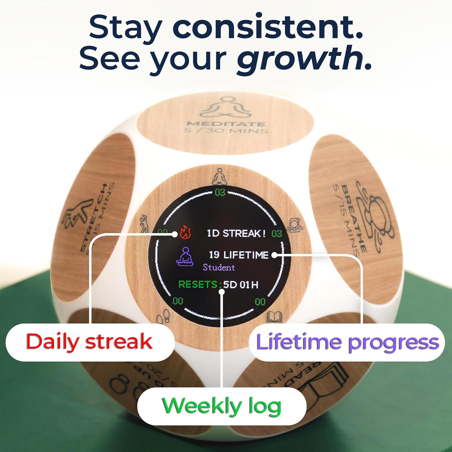 Mindsight Focused Activity Timer & Tracker | Promotes Work Life Balance & Productivity | Pomodoro 'Plus' w/ 5 Fixed timers + 5 curated Wellness Activities | Office Desk Accessory | Mindfulness | ADHD - Image 5