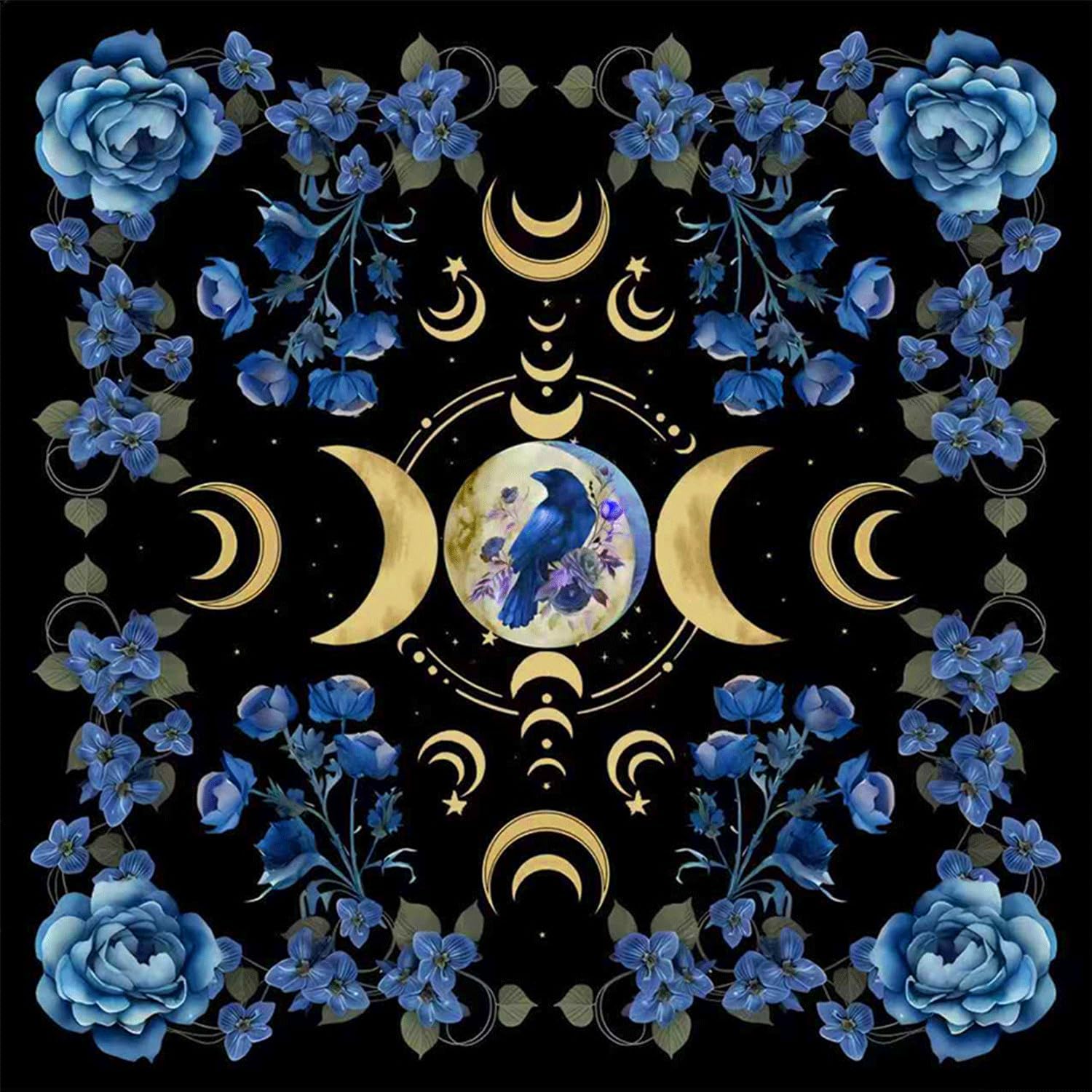 Altar Cloth Moon Star Printed Tarot Cloth Witchy Tablecloth for Reading,Divination Magic Spiritual Rituals (29.5X29.5in)