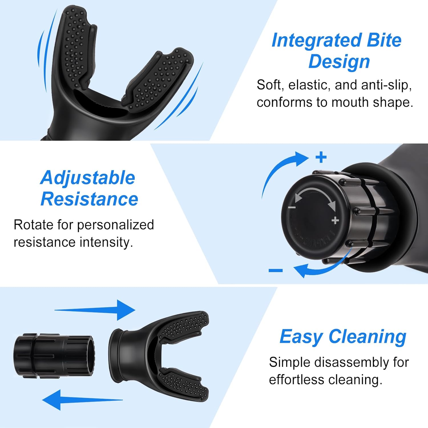 3 PCS Portable Breathing Trainer with Adjustable Resistance Settings (Black/Grey/White) - Image 3