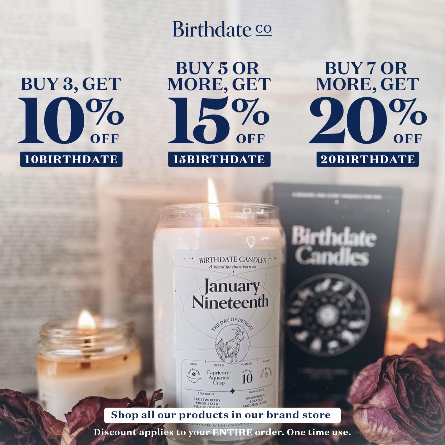 Birthdate Candles, August 1 - Leo Zodiac Scented Candles Birthday Gift - Rosemary, Chamomile & Shea Scent - All-Natural Soy & Coconut Wax, 60-80 Hour Burn Time - Made in USA - Image 2