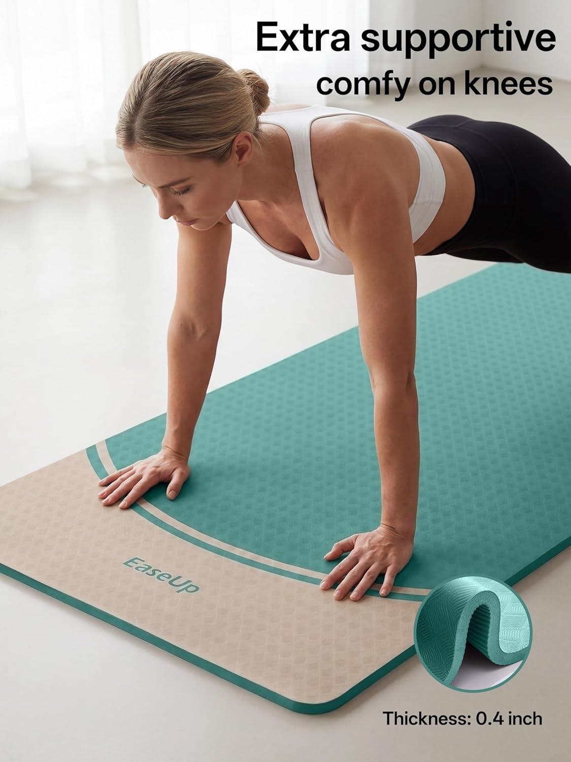 EaseUp Extra Thick Yoga Mat -2/5 inch (10MM), 72.8x31.5" Extra Long-Wide, Professional TPE Non-slip yoga mats for Yoga,Exercise, Workout,Pilates and Fitness, with strap - Image 6