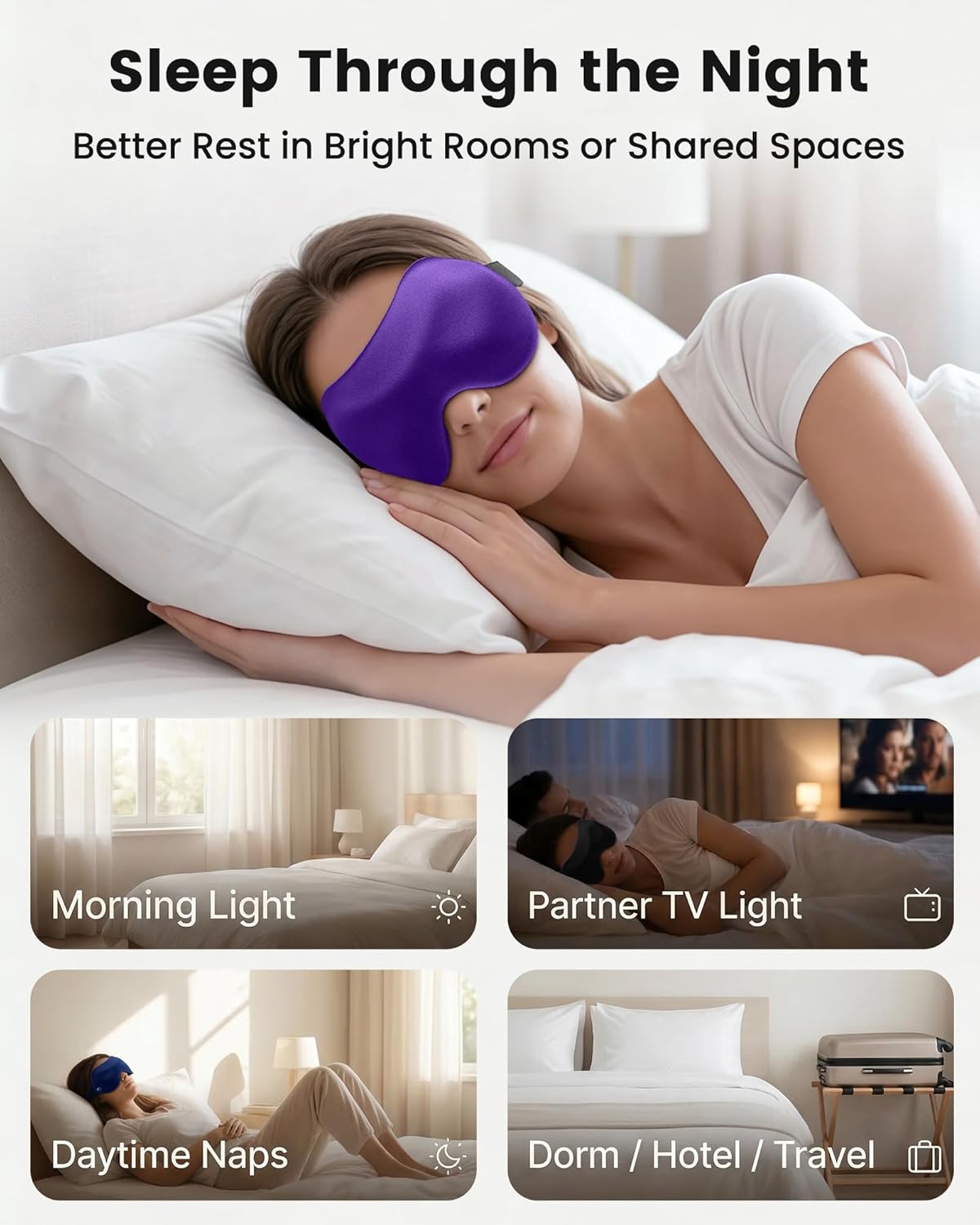 3 Pack Sleep Masks for Side Sleepers, True Blackout 3D Eye Mask for Sleeping, Zero Eye Pressure, Lash-Friendly, Adjustable Soft Eye Cover for Women Men, Travel Night Blindfold - Image 8