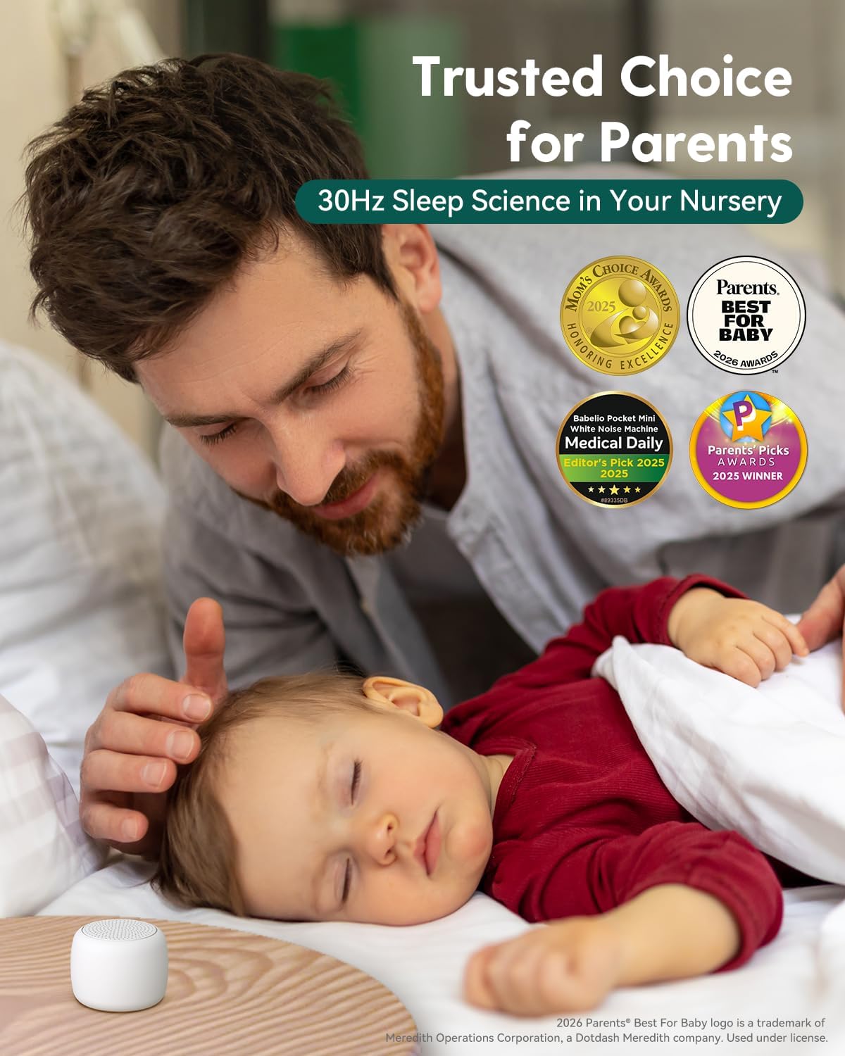 Babelio White Noise Sound Machine for Adults Kids Baby, Mini, 15 Non-looping Sounds, Timer, Memory Function, Easy to Pocket and Travel White - Image 3
