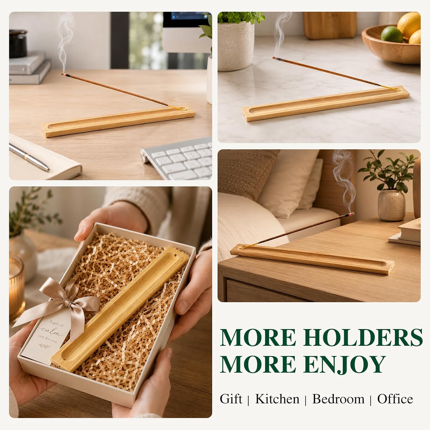 6 Pack Bamboo Incense Holders for Sticks, Ash Catcher Design | Compact Design, Space-Saving, Lightweight, Easy Placement, Multi-Room Use, Everyday Convenience - Image 7