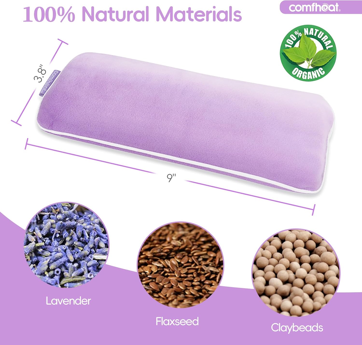 Lavender Weighted Eye Pillow for Yoga, Microwavable Moist Heat Eye Compress Mask with Washable Cover for Relaxation, Sleeping, Meditation, Yoga, Spa, Migraine Relief (Purple) - Image 3