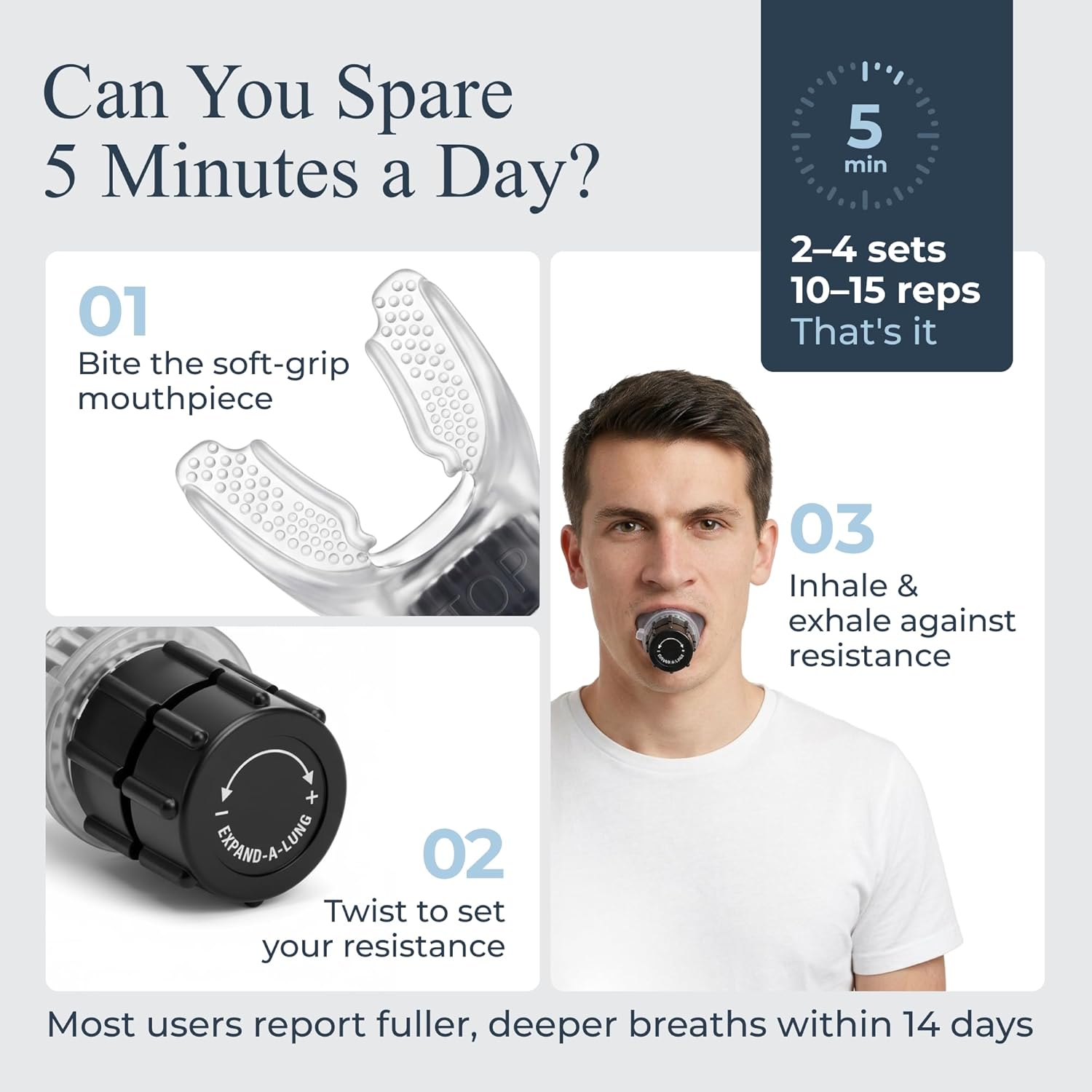 EXPAND-A-LUNG | Breathing Exerciser Device for Lungs | Airflow Trainer Fitness | Cardio Expansion & Capacity | Sports Endurance | Dual-Way Inhale-Exhale Workout - Image 4