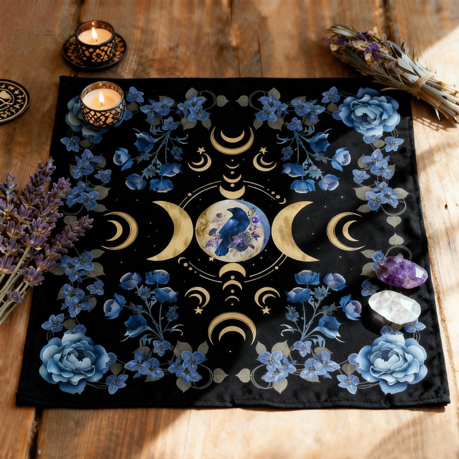 Altar Cloth Moon Star Printed Tarot Cloth Witchy Tablecloth for Reading,Divination Magic Spiritual Rituals (29.5X29.5in) - Image 5