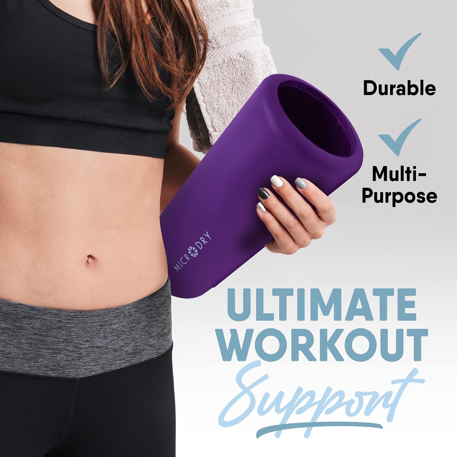 MICRODRY Deluxe Fitness Foam Back Roller for Muscle Relief, Roller for Yoga, Stretching, Deep Tissue Firm Massage & Trigger Point Release, Exercise Workout at Home or Gym, 13x5.3, Purple - Image 4