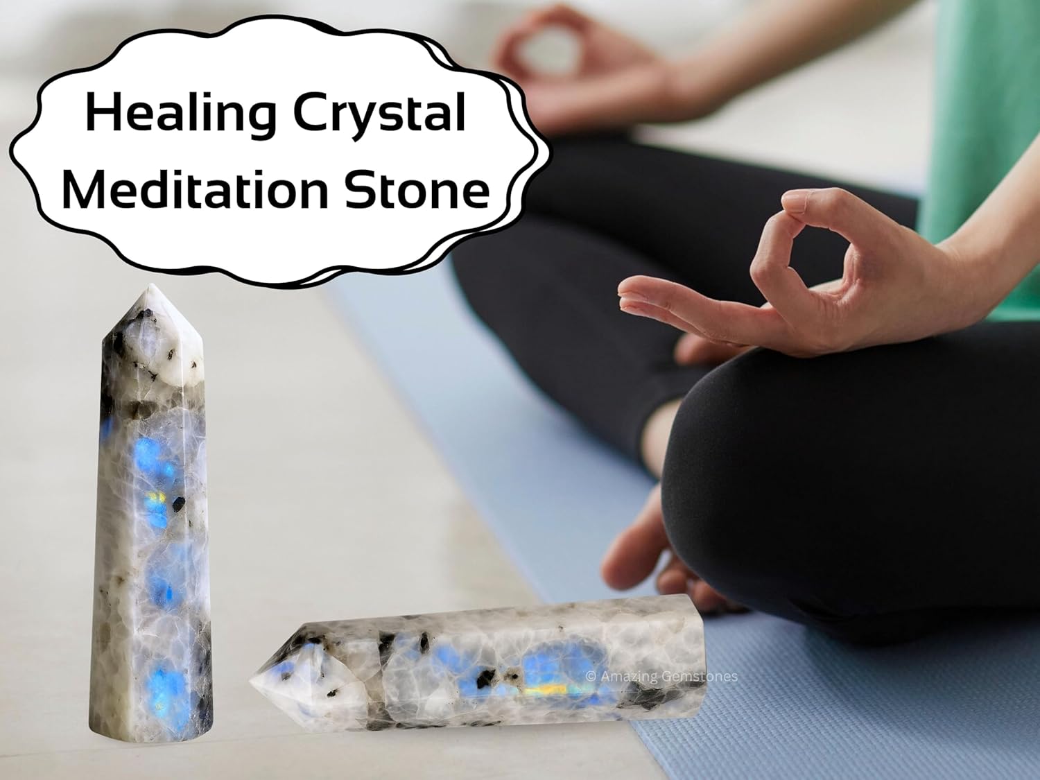 Amazing Gemstone Rainbow Moonstone Crystal Towers - Natural Healing Crystal Point Obelisk for Reiki Healing and Crystal Grid (3" to 4" INCH) - Image 7