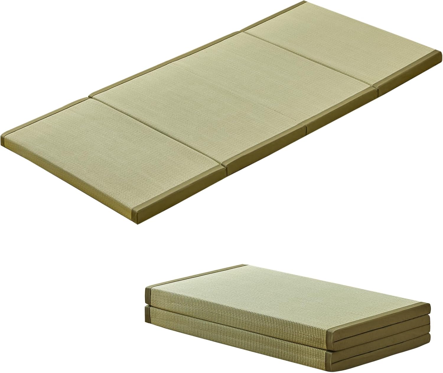 HAGiHARA Japanese Tatami Mat,Rush Grass Portable Folding Mat,Futon Mattress Traditional Floor for Meditation,Yoga,Sleeping or Summer Use,35.4"x78.7"x0.8" - Image 3